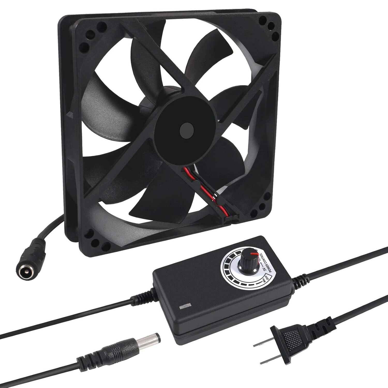AC Powered Cooling Fan with Speed Controller 3V to 12V, 1225 AC 120Mm X 25Mm