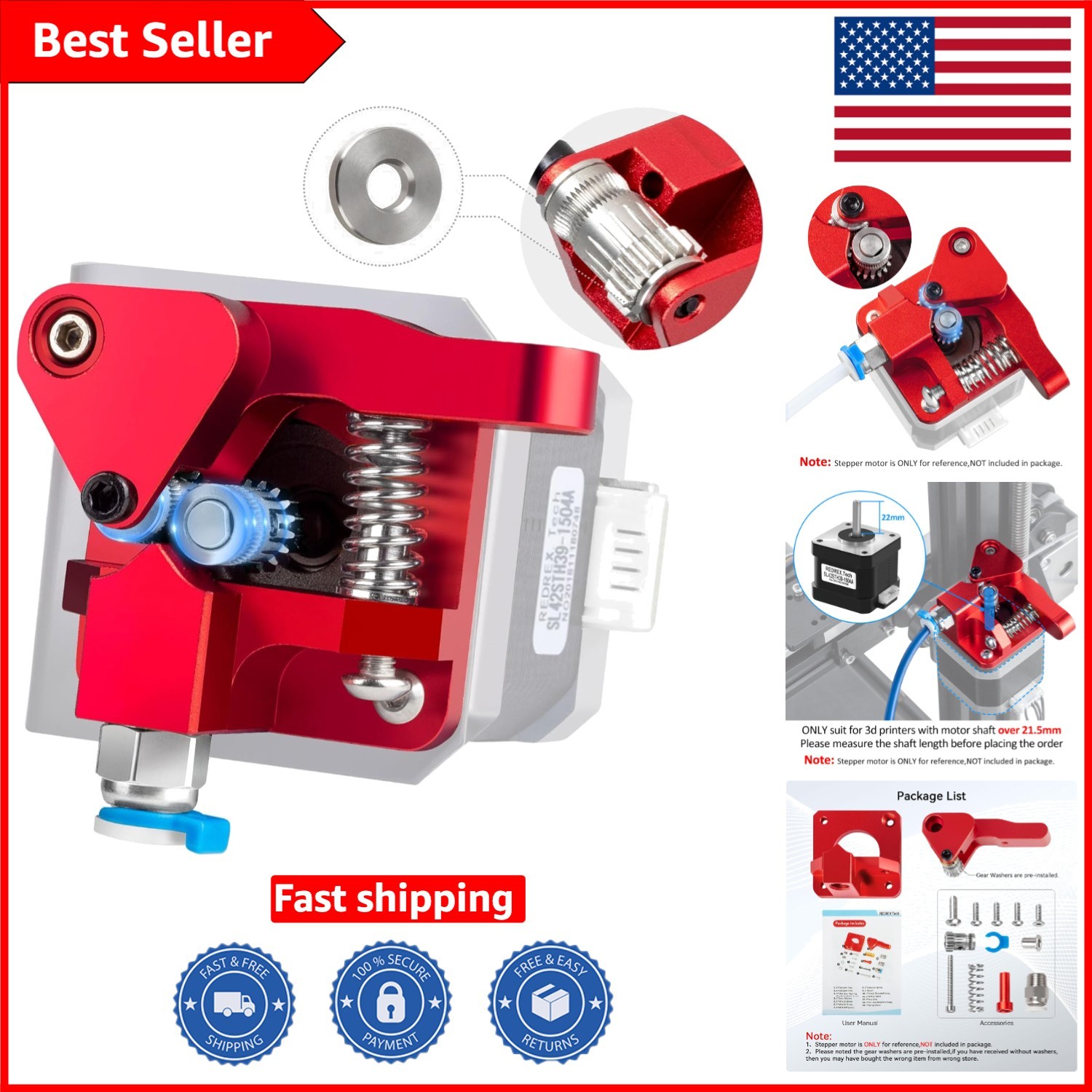 All-Metal Dual Gear Drive Feeder for Ender 3 Series – Jamming Prevention Upgrade