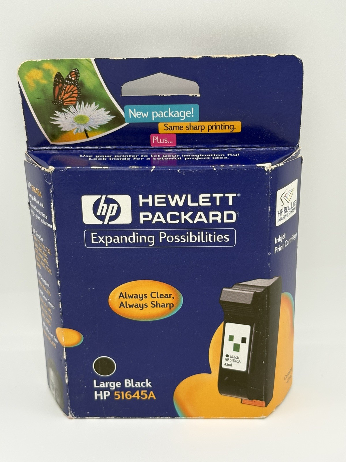 HP 45 Large Black Ink Cartridge 51645A Genuine Sealed One Cartridge EXP. 04/2000