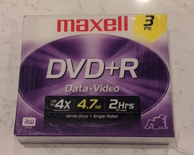 MAXELL DVD+R DATA VIDEO 3 PACK RECORDABLE MEDIA w/ JEWEL CASES - NEW SEALED