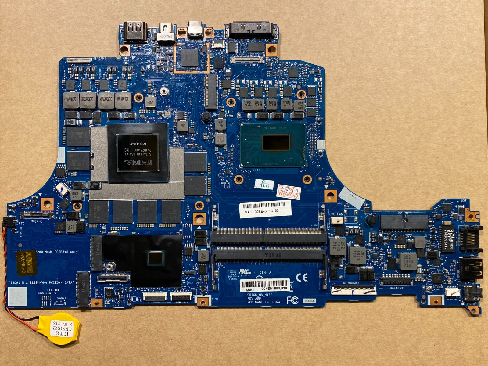 NEW Dell Alienware M17 R1 M15 R1 Motherboard Intel i9-8950HK RTX2080MQ/8GB 2XT03