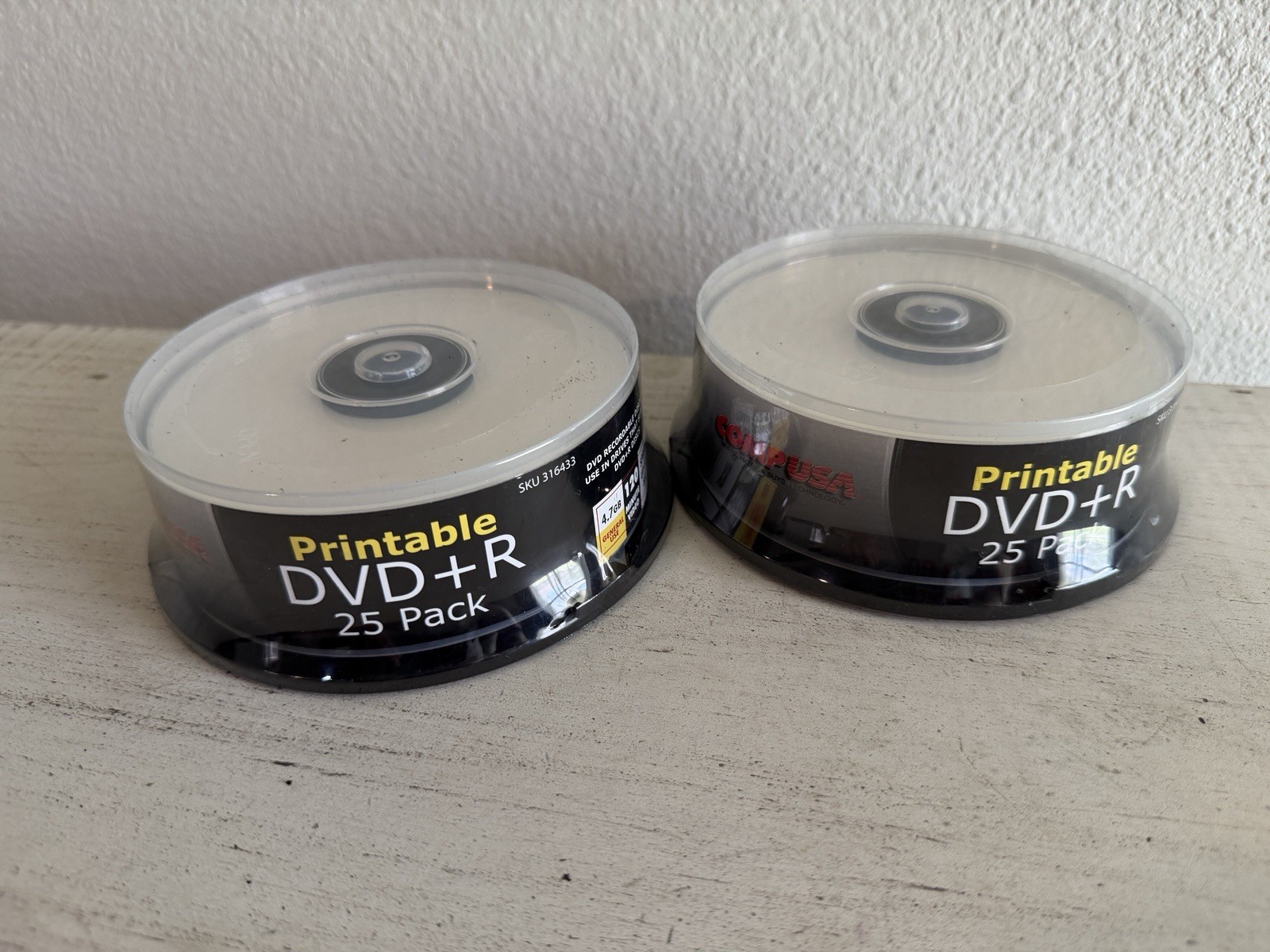Comp USA DVD+R  Printable Recordable 25 Pack Spindle New 2 Pack