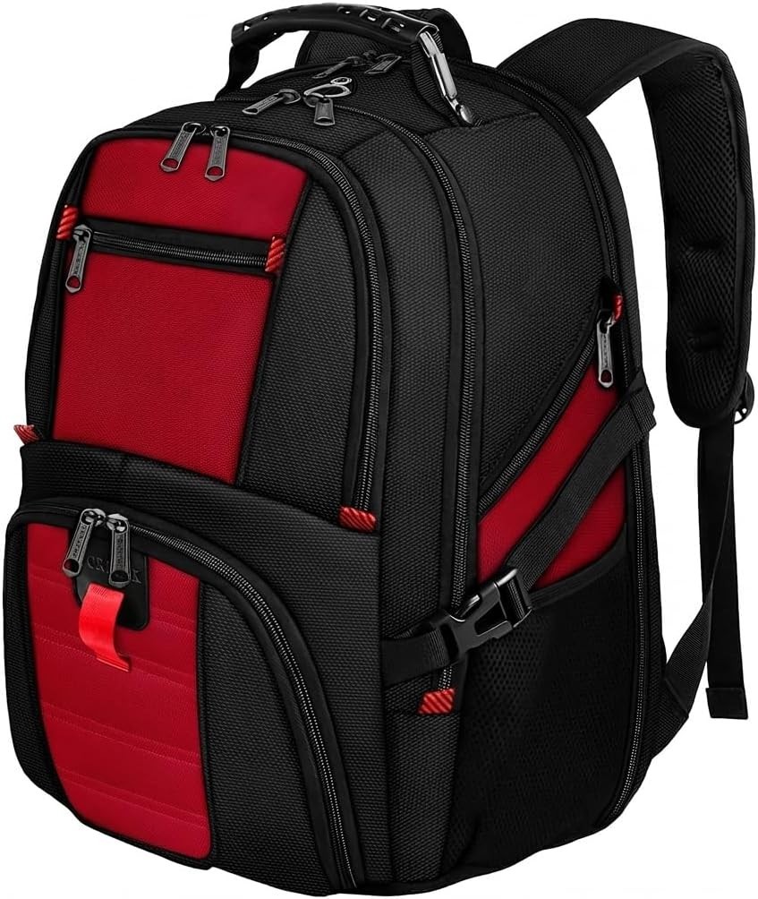 YOREPEK Large Backpack 17 Inch Laptops USB Port Bookbag Work Backpack, Red