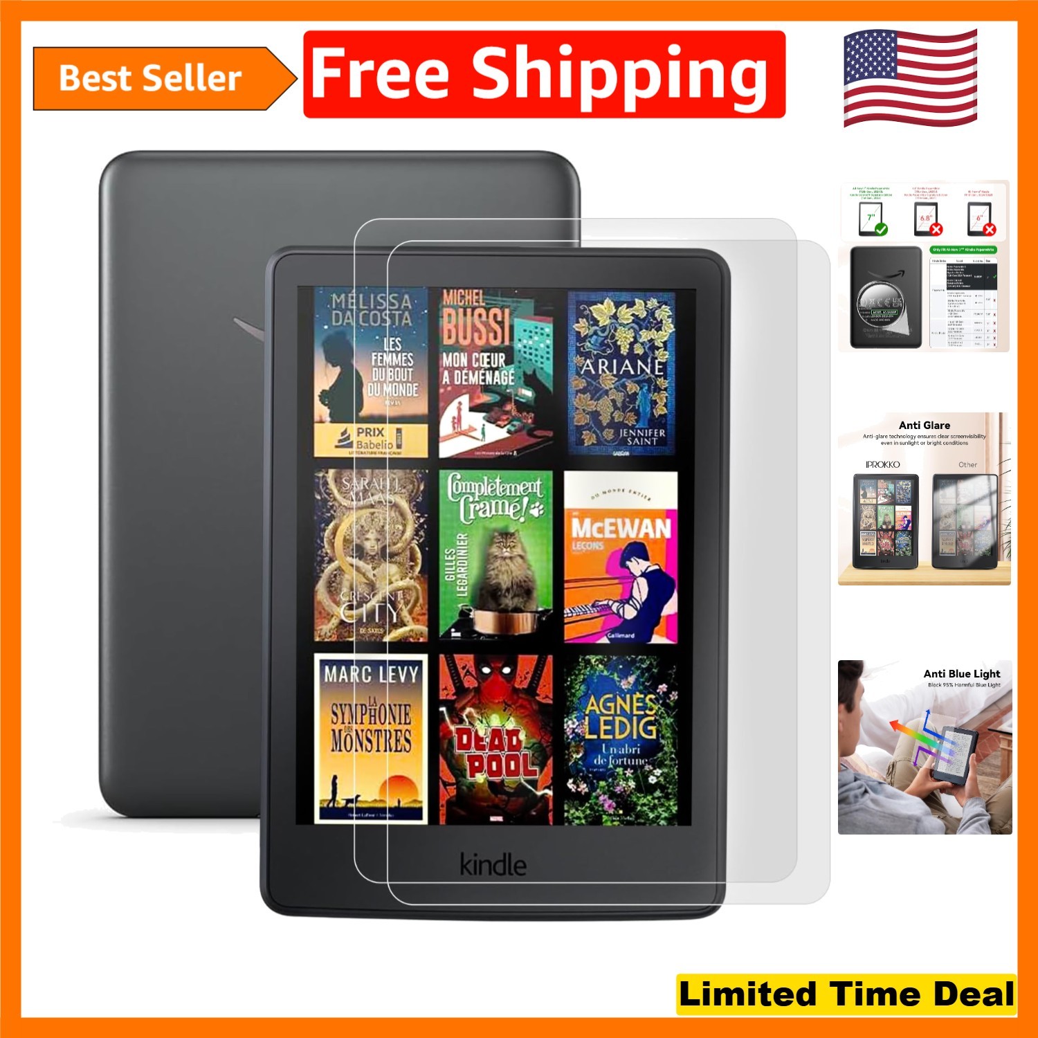 Durable 9H Hardness Blue Light Blocking Protectors for Kindle Colorsoft Edition