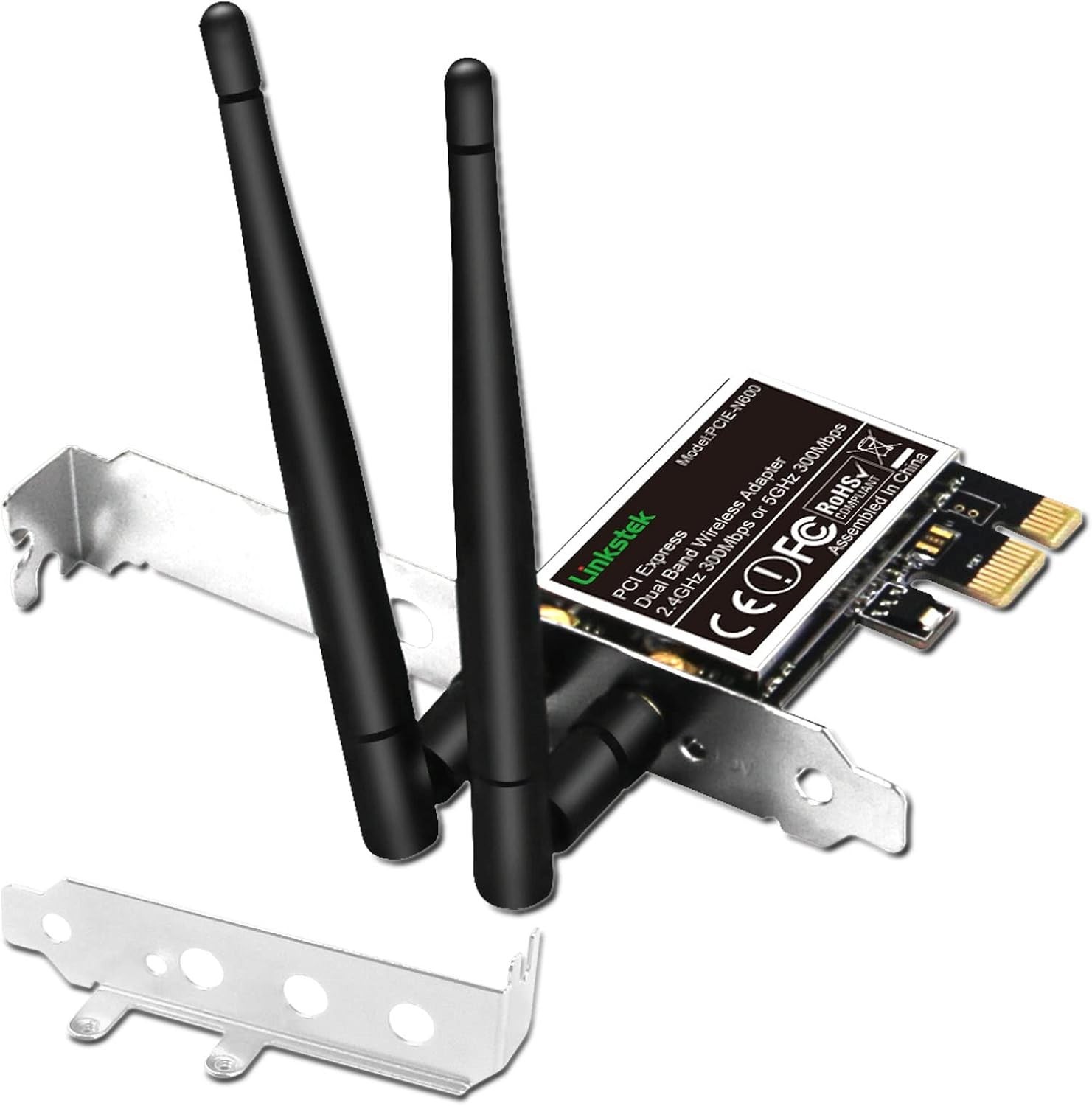Linkstek - Wireless N 600Mbps(2.4GHz 300Mbps and 5GHz 300Mbps) PCIE WiFi Adapter