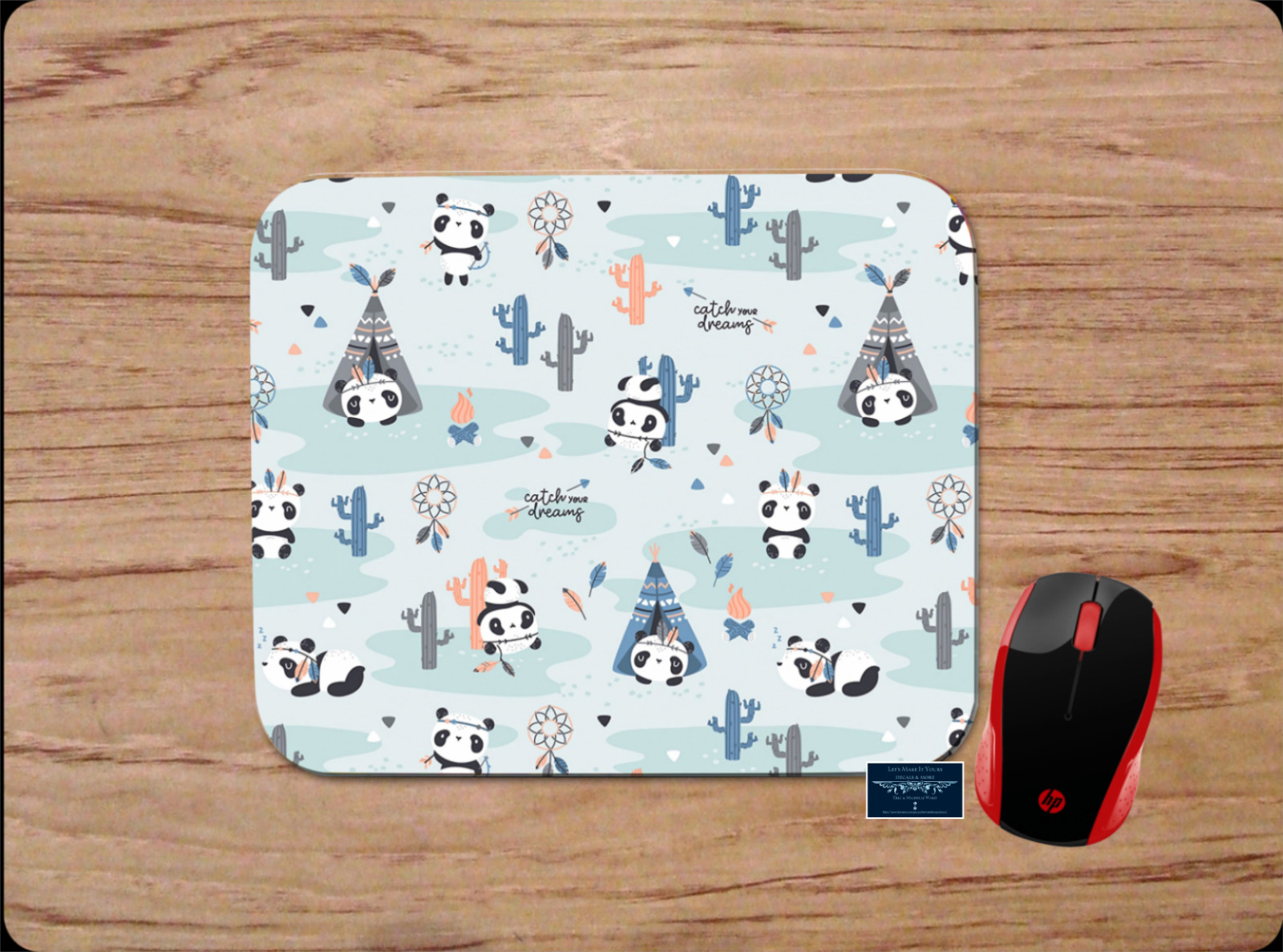 PANDA BEARS CACTUS & TEEPEES CUTE NON-SLIP PC LAPTOP MOUSE PAD DESK MAT