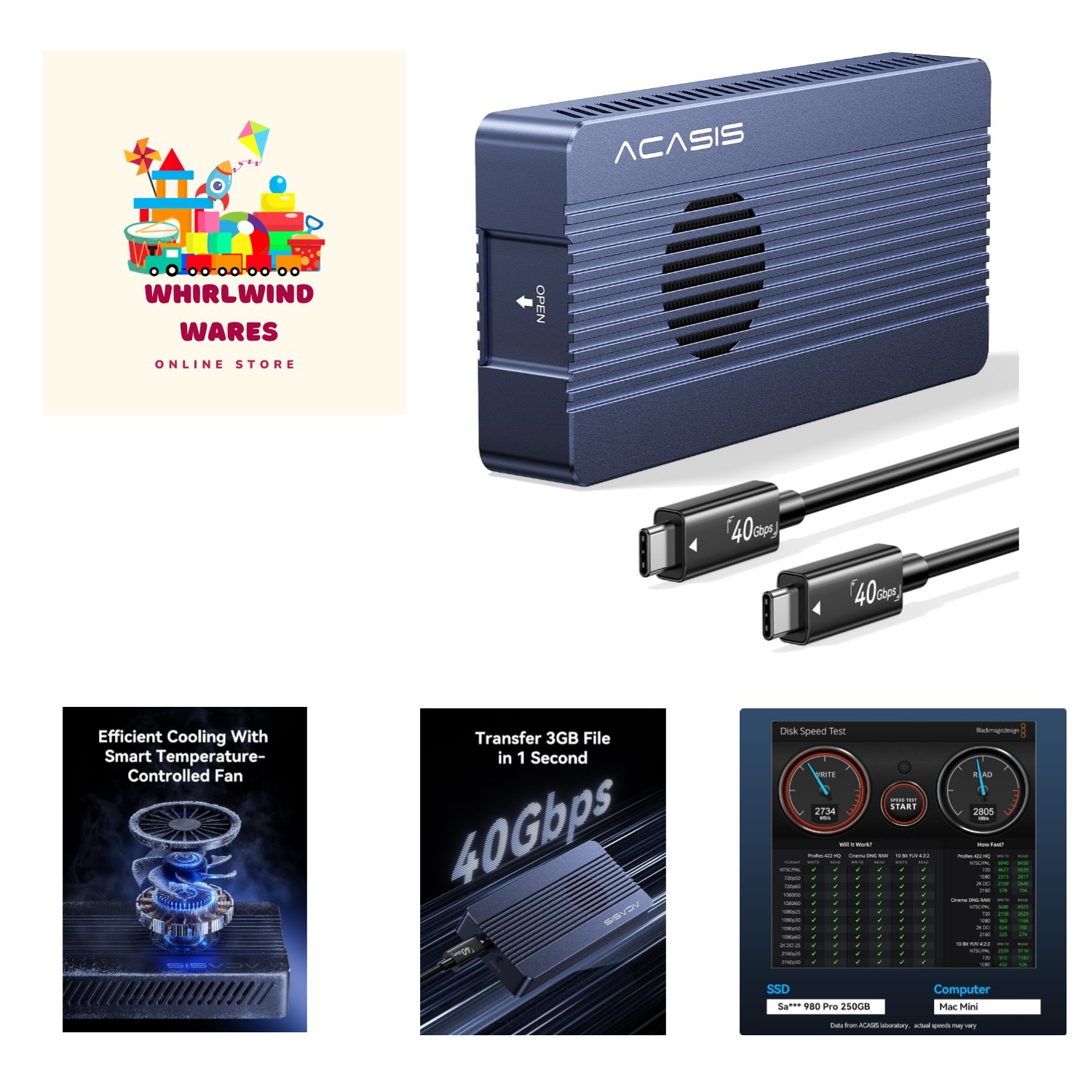 Effortless Data Transfer: Portable 40Gbps M.2 NVMe SSD Enclosure with Cooling
