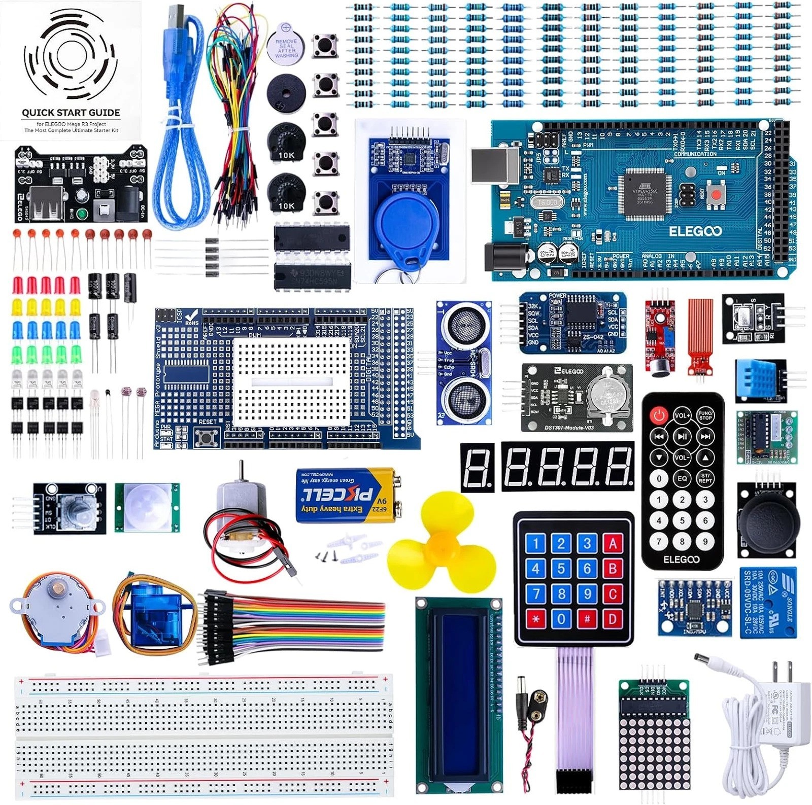 Arduino Mega 2560 R3 Project Kit with 54 I O Pins, 200+ Components, Guided