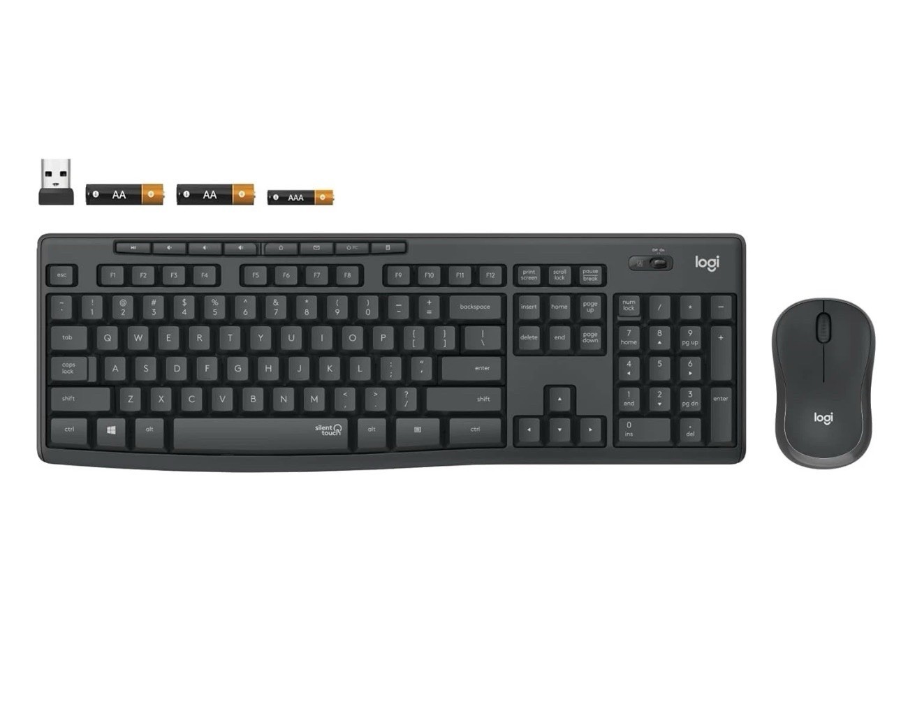 Logitech MK295 Silent Wireless Keyboard Mouse Combo Black USB Receiver