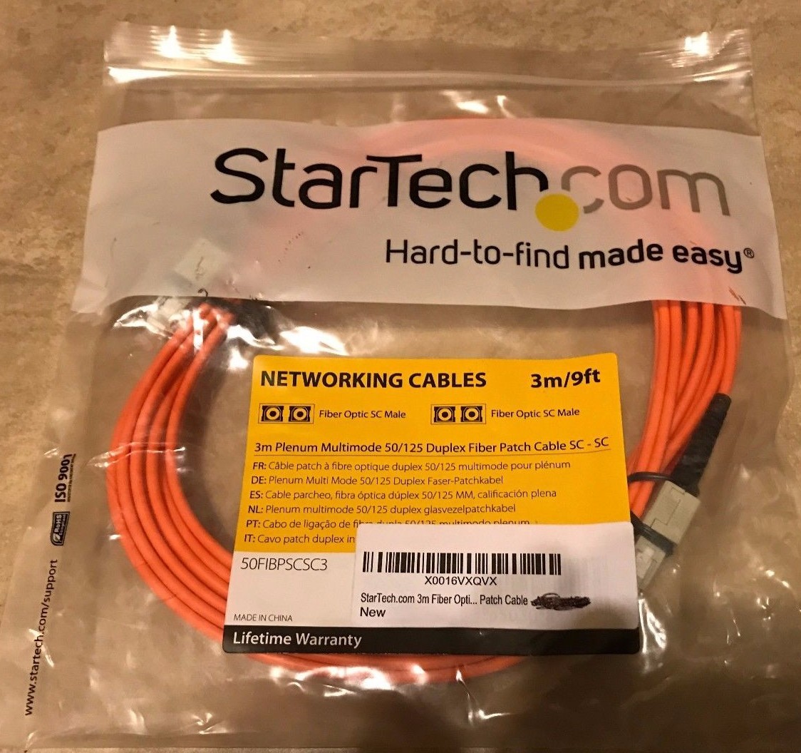 Startech 50FIBPSCSC3 3m OFNP Plenum Multimode 50/125 Duplex Fiber Patch Cable