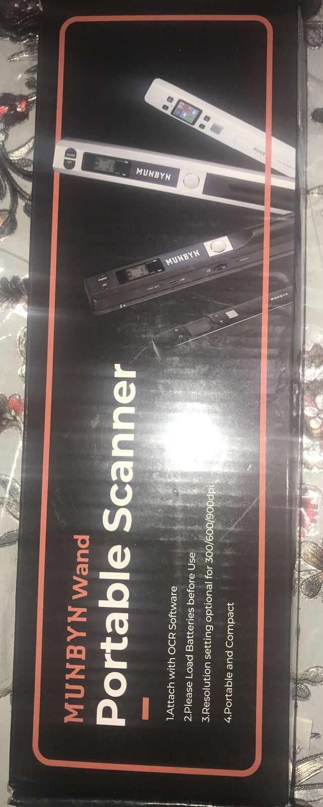 Munbyn Wand Portable Scanner MU-IDS001-Bk Open Box Black. 900dpi.