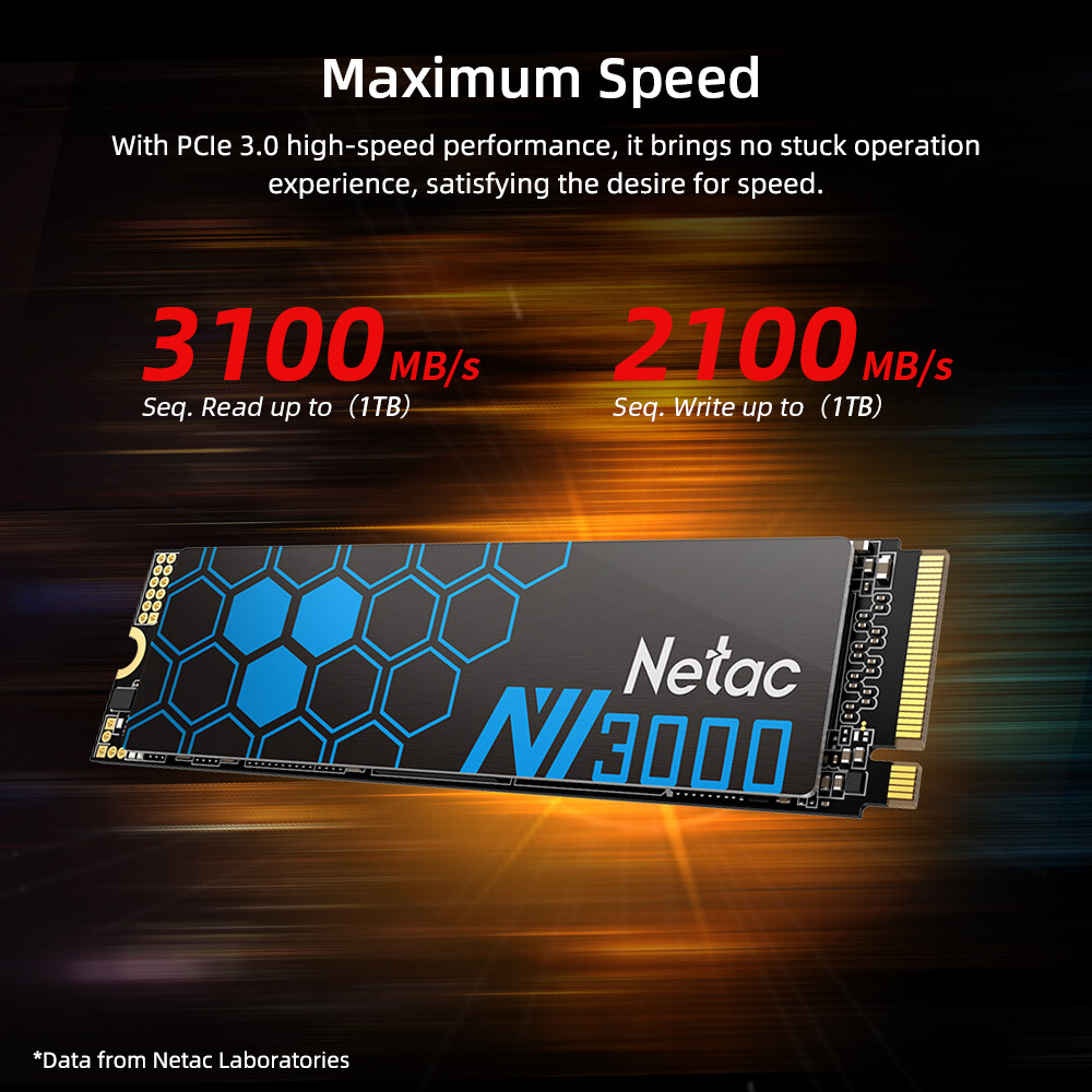 Netac 500GB Internal SSD Solid State Drive M.2 2280 PCIe Gen3 x4 NVMe 3100MB/s