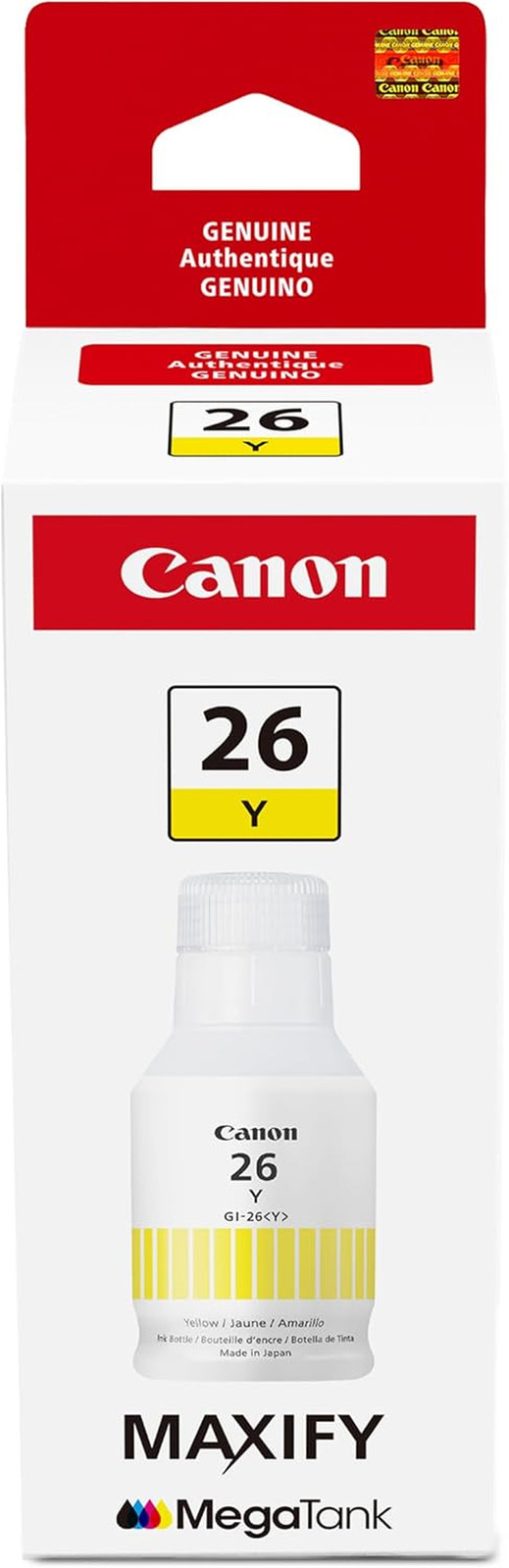 Canon GI-26 Genuine Pigment Yellow Ink Bottle, Compatible with Megatank GX7120,