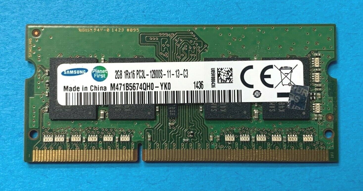 💥Samsung 2GB 1Rx16 PC3L-12800S Laptop Memory RAM M471B5674QH0-YK0