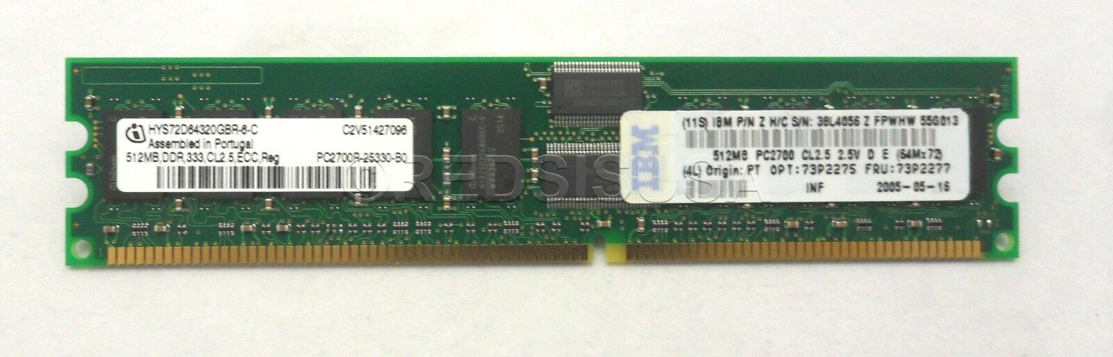 1GB Kit 2x512MB RAM Memory for IBM-Lenovo BladeCenter JS20 (PC3200 - R) 73P2277