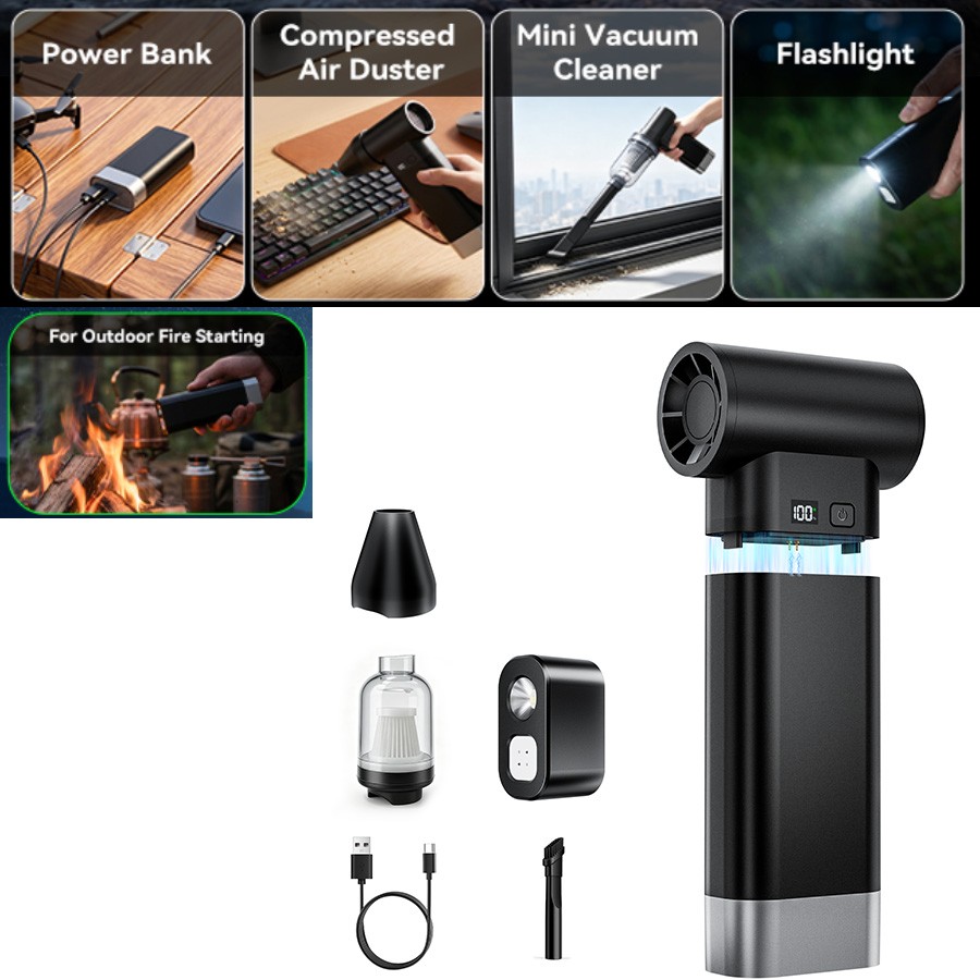 Multif Electric Air Duster Blower Fan Vacuum Cleaner Mini 10000MA for PC Car