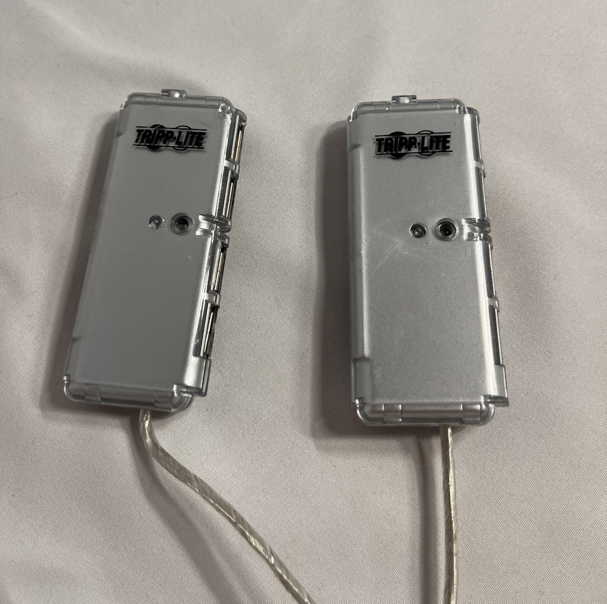 Lot of 2 Tripp-Lite Ultra-Compact 4-Port USB 2.0 Hubs Clear Silver Silver-Plated