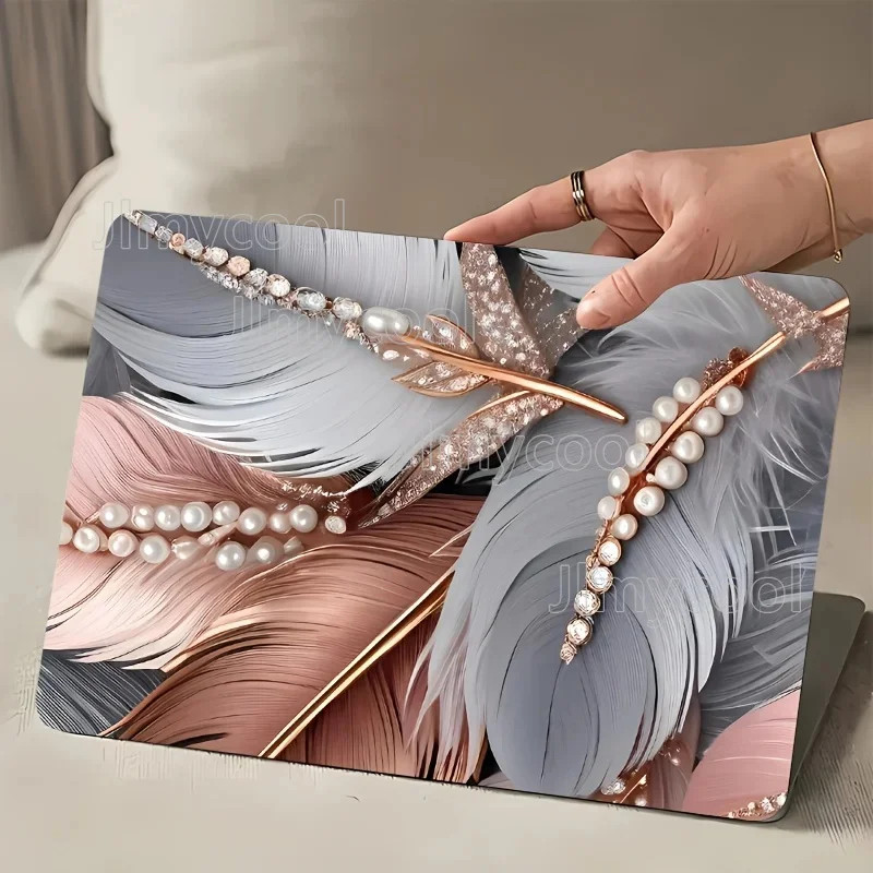 2 Elegant Feather Pearl Design Sticker Durable PET Material Stylish Rose Gold