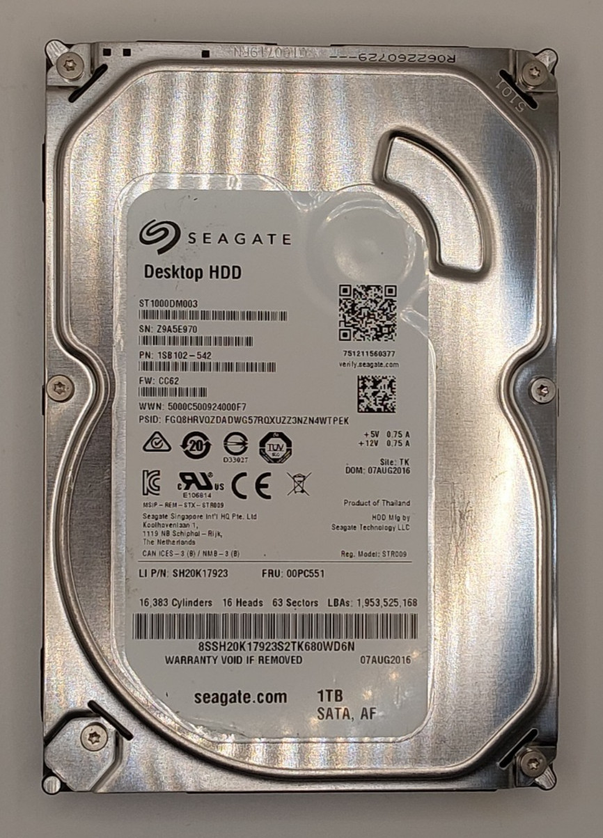 1TB HDD 3.5 SEAGATE ST1000DM003 7200 RPM spin speed, 64MB cache, and SATA 6Gb/s