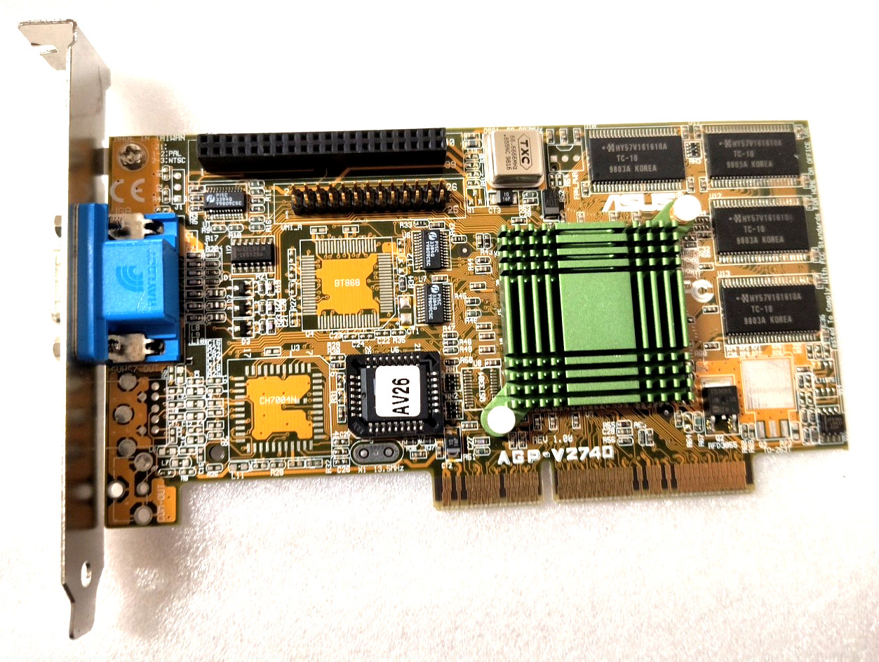 VINTAGE RARE 1998 ASUS AGP-V2740 INTEL 740 8 MEG AGP VGA CARD VGA ONLY MXB172