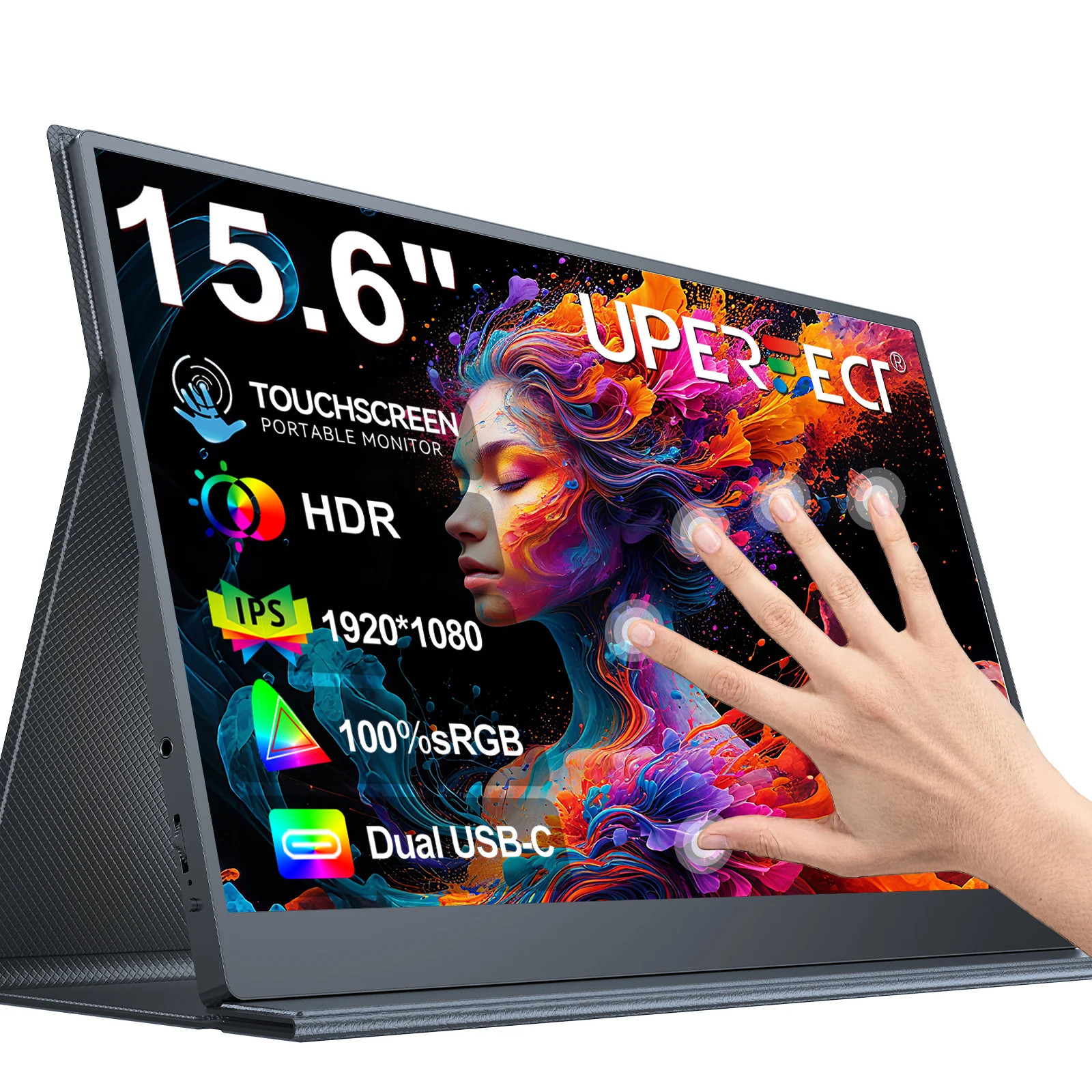 UPERFECT 15.6" Portable Touchscreen Monitor 1080P IPS 10-Point Touch VESA