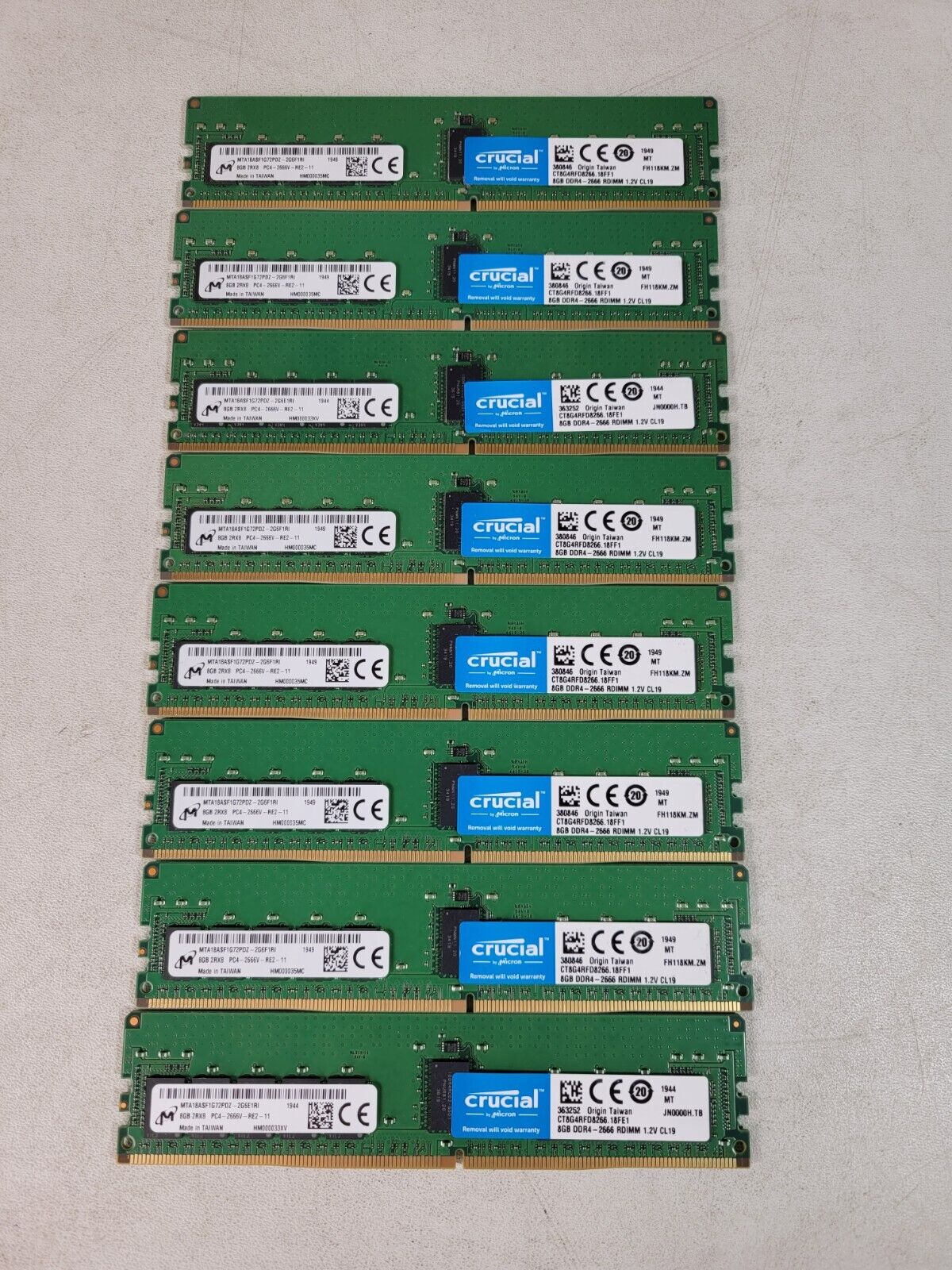 Crucial Micron 64GB (8 x 8GB) DDR4 2Rx8 PC4-2666V-U SERVER Memory