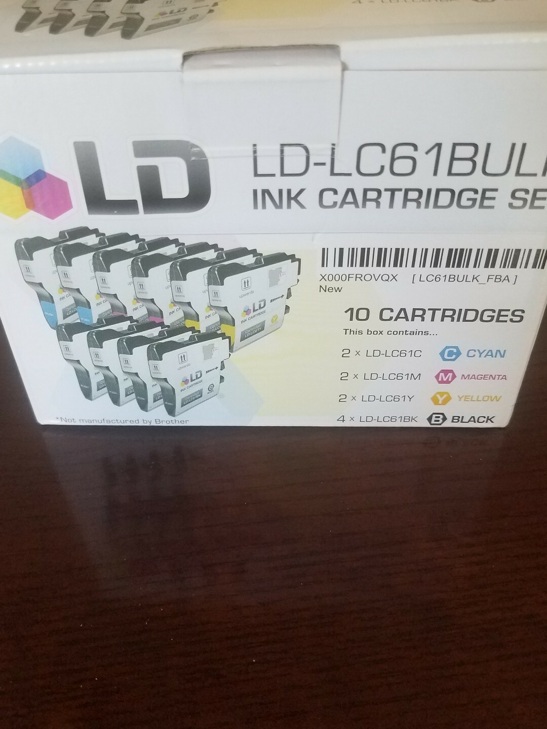 LD 10 Pack LC61 Black & Color Ink Cartridge Set for Brother Printer