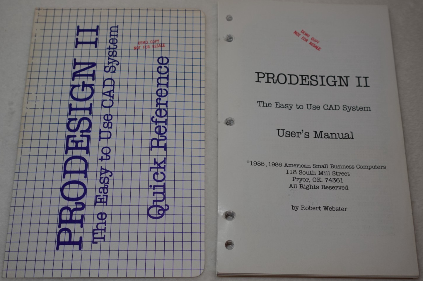 Prodesign II Easy to Use CAD System 1986 Robert Webster Vintage User's Manual