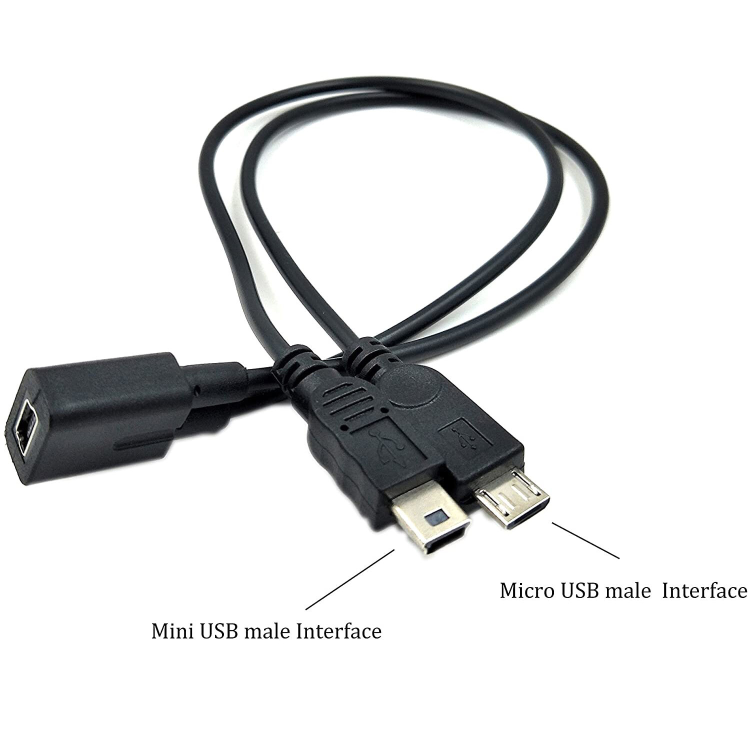 10x Mini USB Female to Micro Male Mini USB Male 2 in 1 Splitter Charging Cable