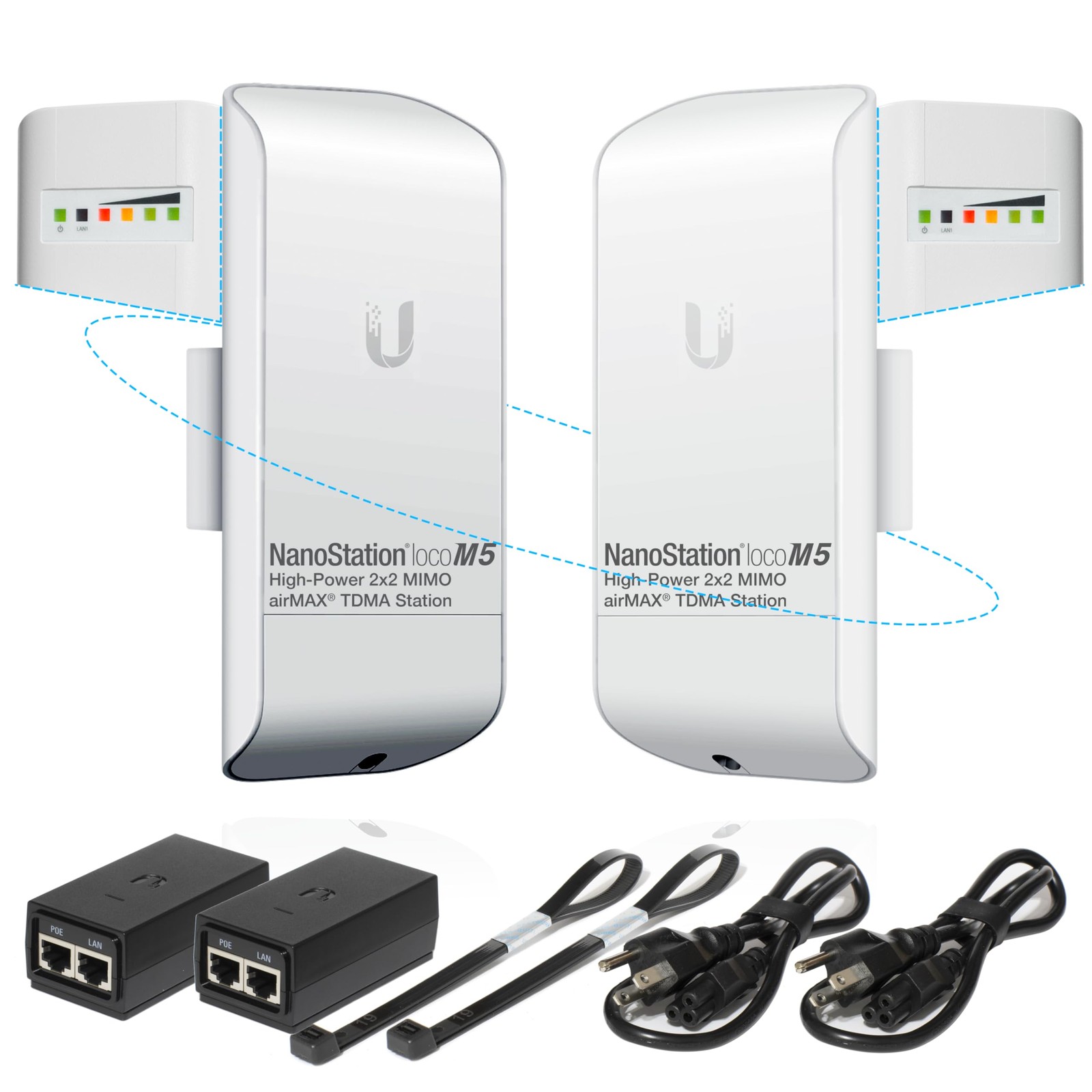 Wireless Bridge Ubiquiti LOCOM5 PRE-CONFIGURED, Bundle of 2 Ubiquiti Nanostat...