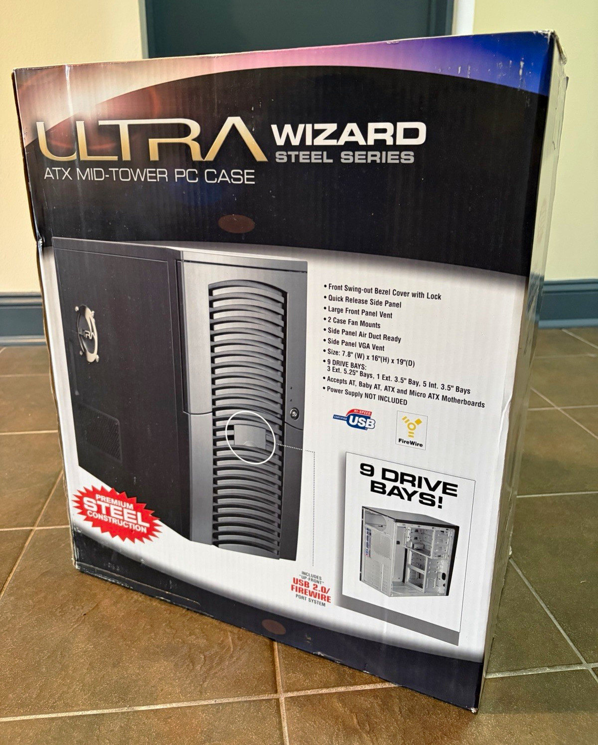 Ultra Wizard ULT31580 ATX Mid Tower PC Case Jet Black Vintage Retro Gaming