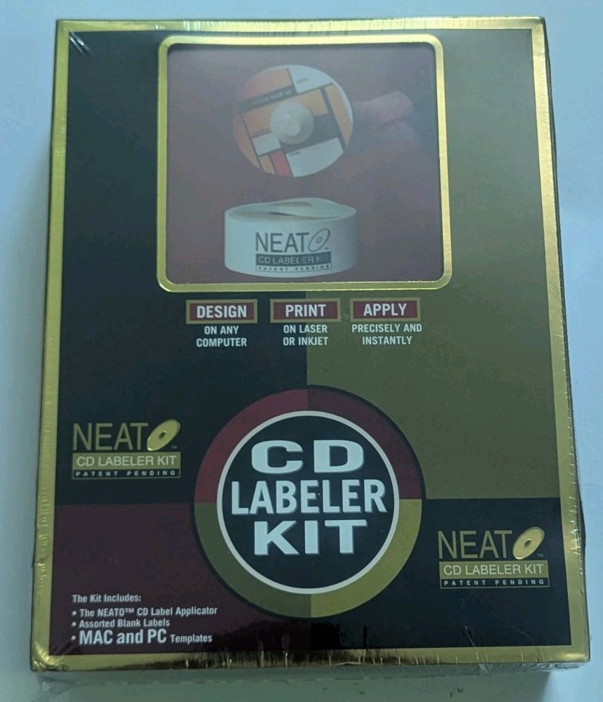 Vintage NEATO CD Labeler Kit & Software Mac/PC, New, Sealed, 1996