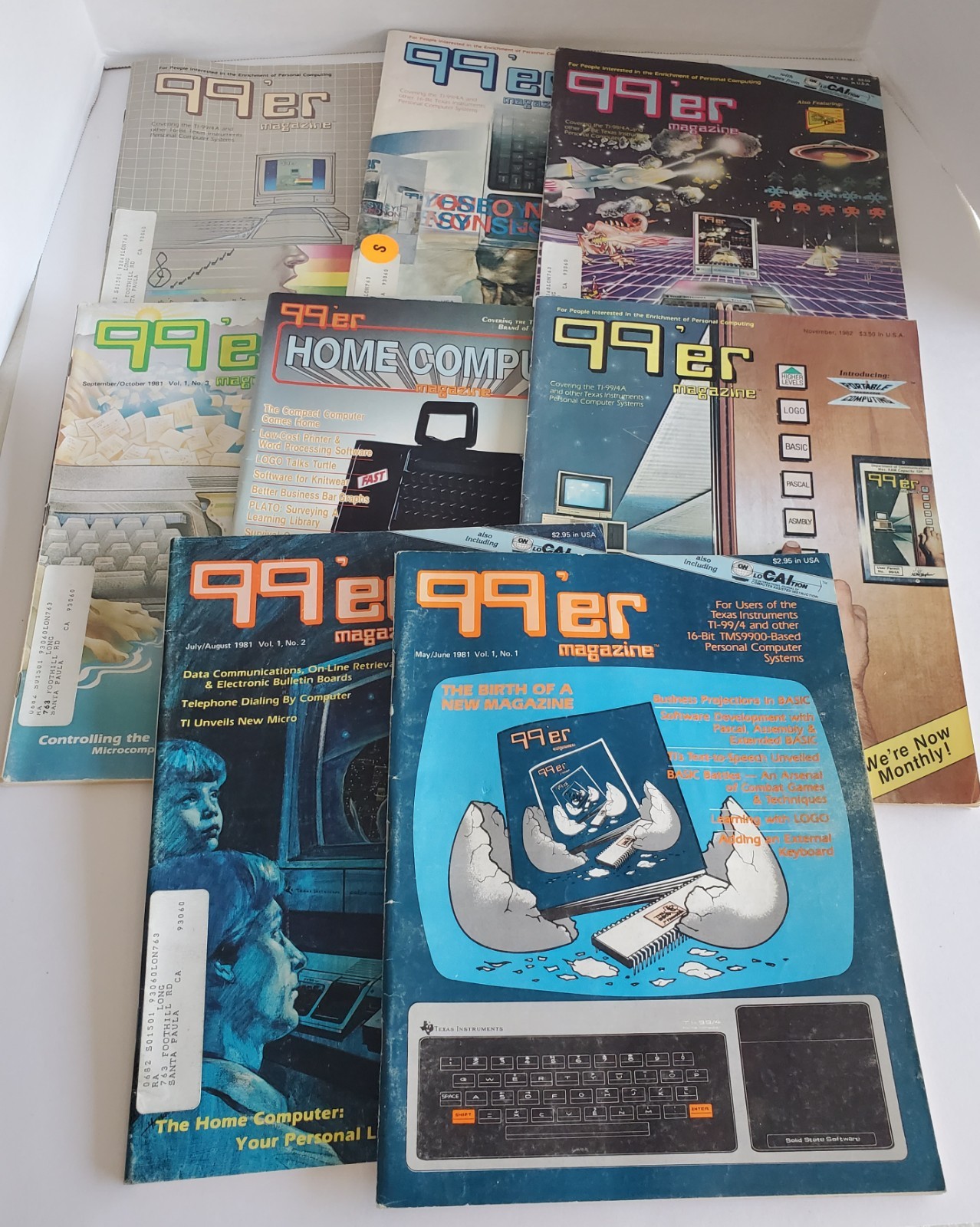 Vtg 99'er Magazine Lot Of 8 For TI-99/4