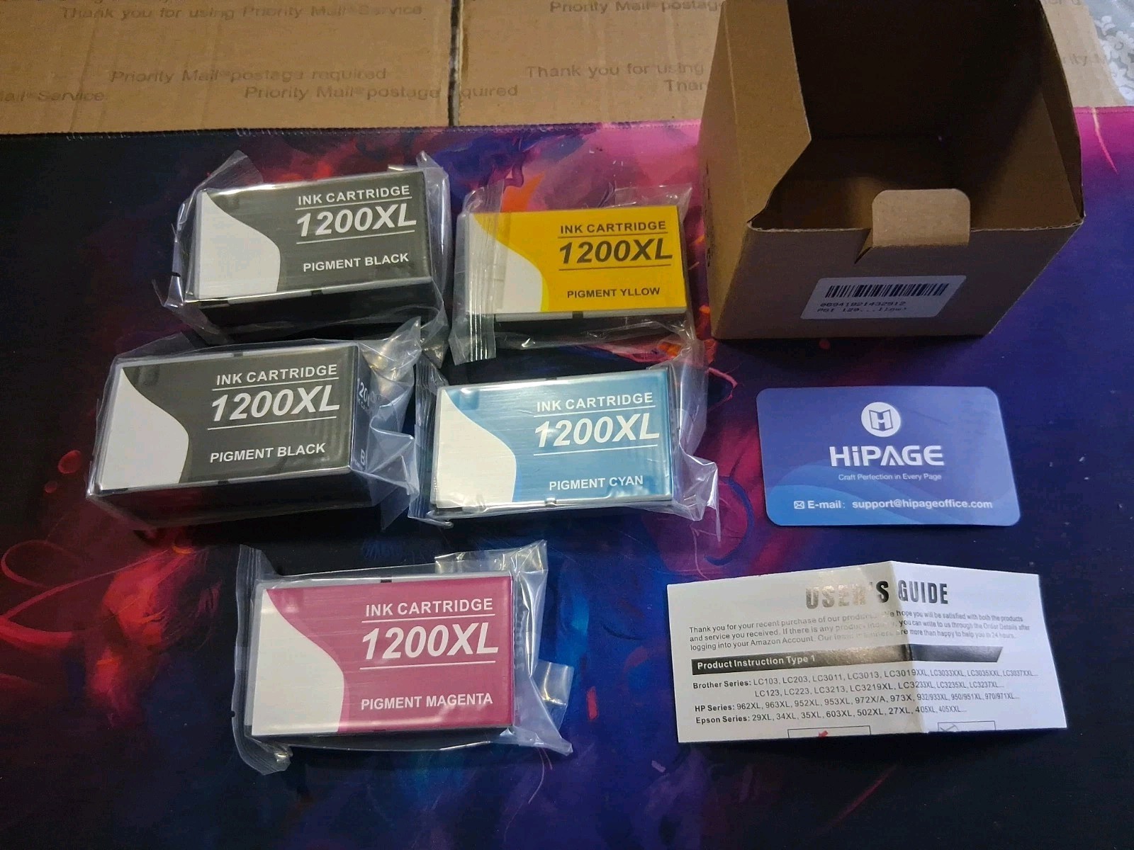 Replacemt Canon 1200XL 2- Black Cyan Magenta Yellow Ink Cartridges SEALED New