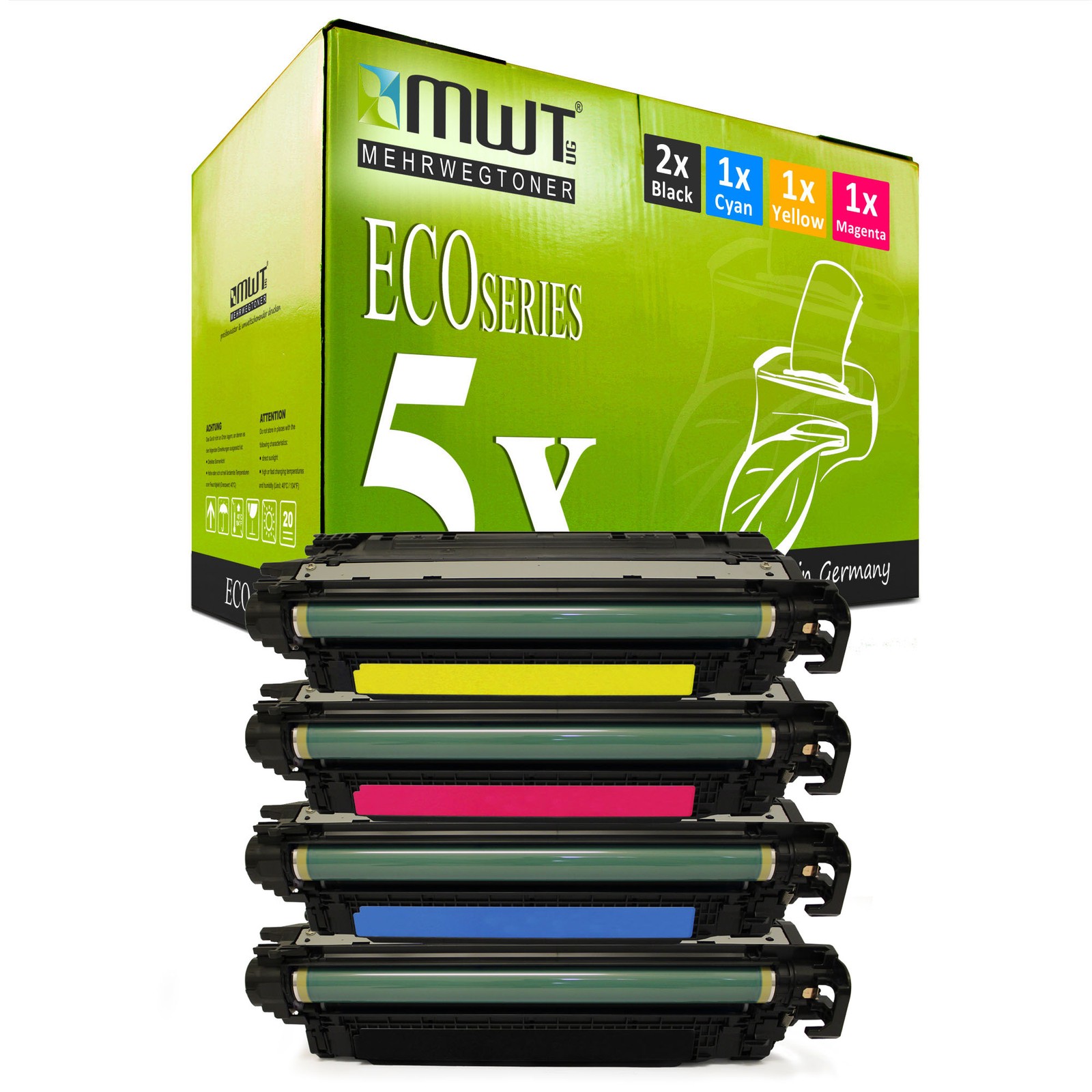 5x MWT ECO XXL Toner Cartridge Compatible with HP Color LaserJet CP-4525