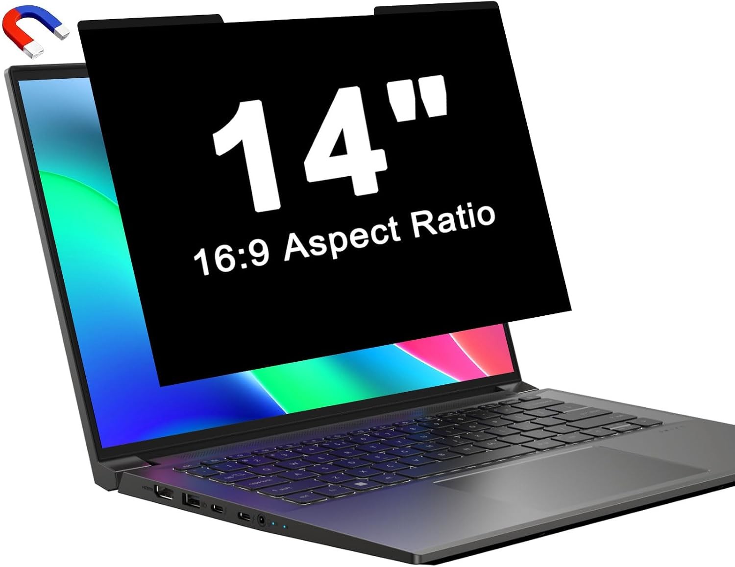 Laptop Privacy Screen 14 Inch Magnetic Removable Anti Spy Blue Light Glare Filte