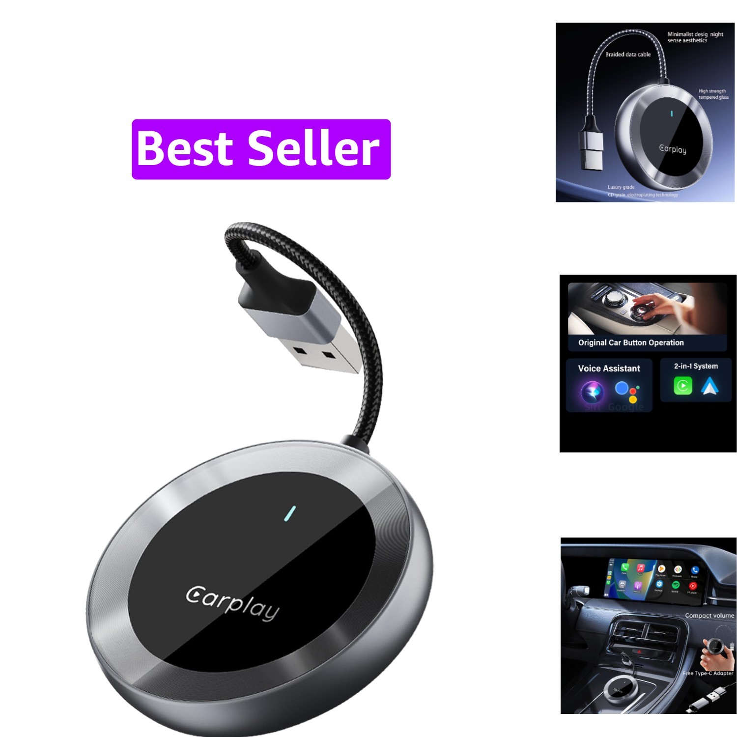 Wireless CarPlay Adapter, 2024 Upgraded, Converts Factory Wired to Wireless, ...