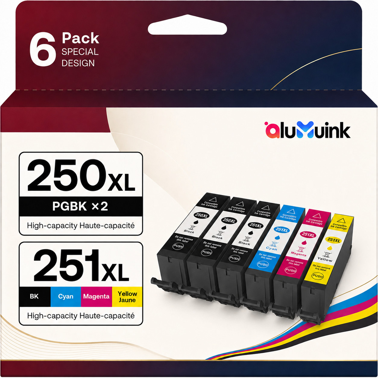 PGI250XL CLI251XL Ink Cartridge 6 Combo Pack Replacement for  MX922 MX920 IX6820