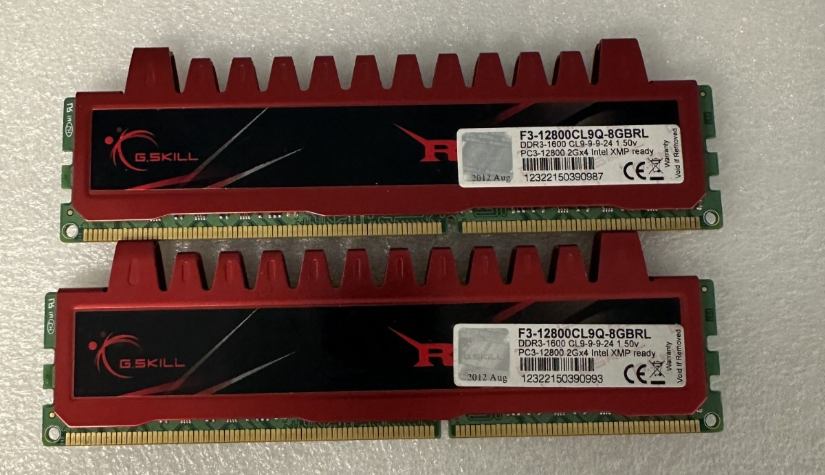 G. SKILL F3-12800CL9Q-8GBRL (2GX4) DDR3 1600 CL9-9-9-24 (Lot of 2)