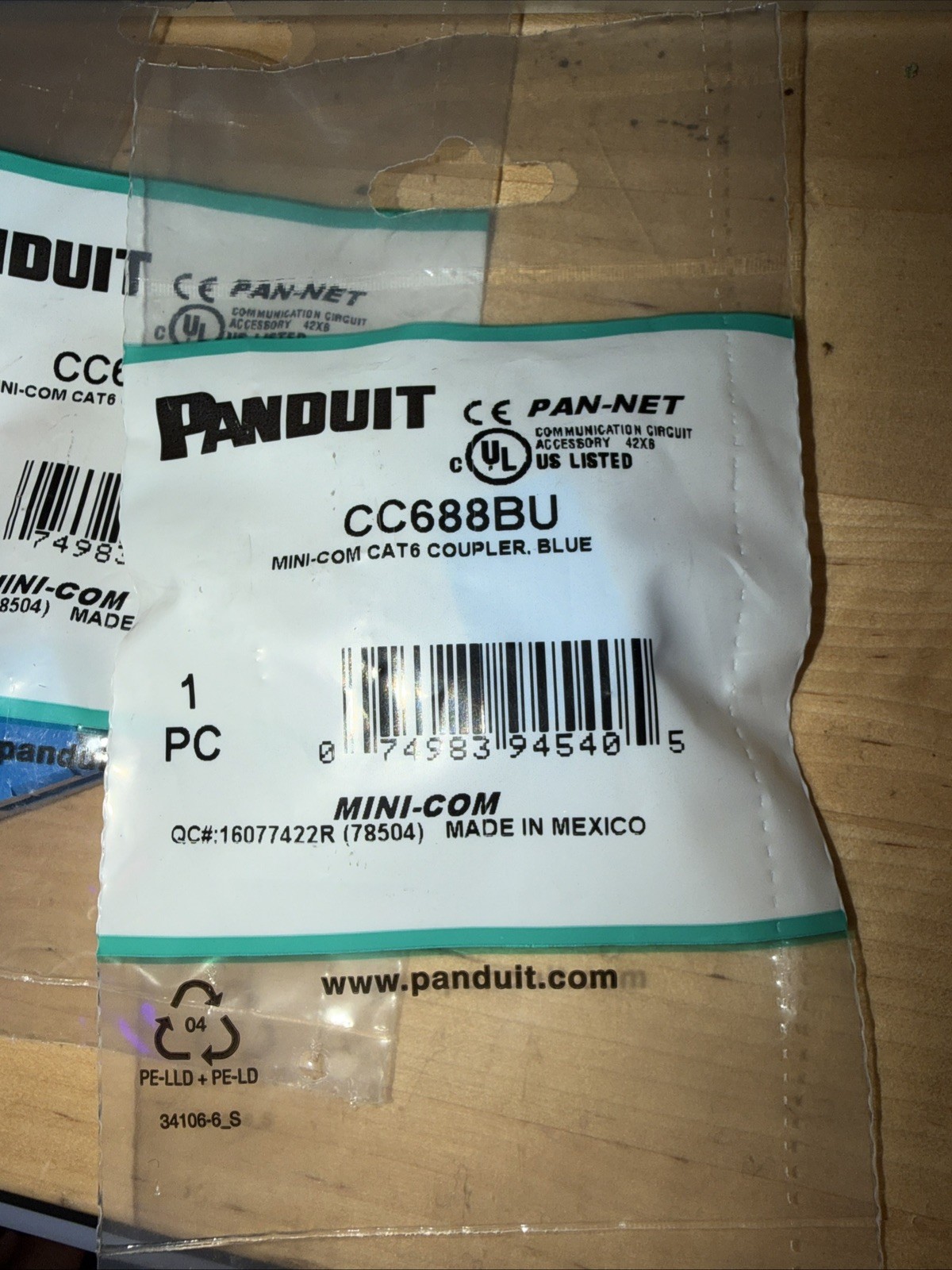 Panduit CC688BU Cat-6 Coupler Jack Module UTP RJ45 Blue