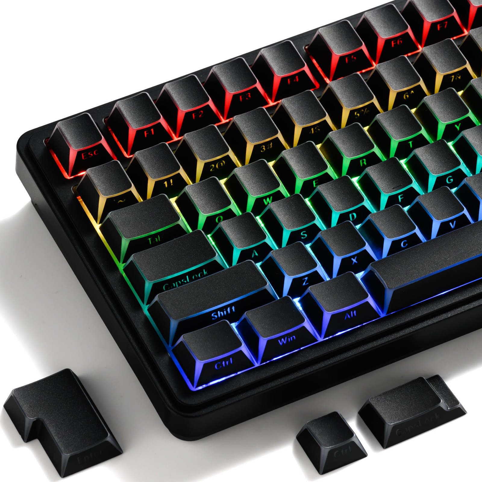 XVX Black Shine Through Keycaps, PBT Keyboard Keycaps Cherry Profile, Custom ...