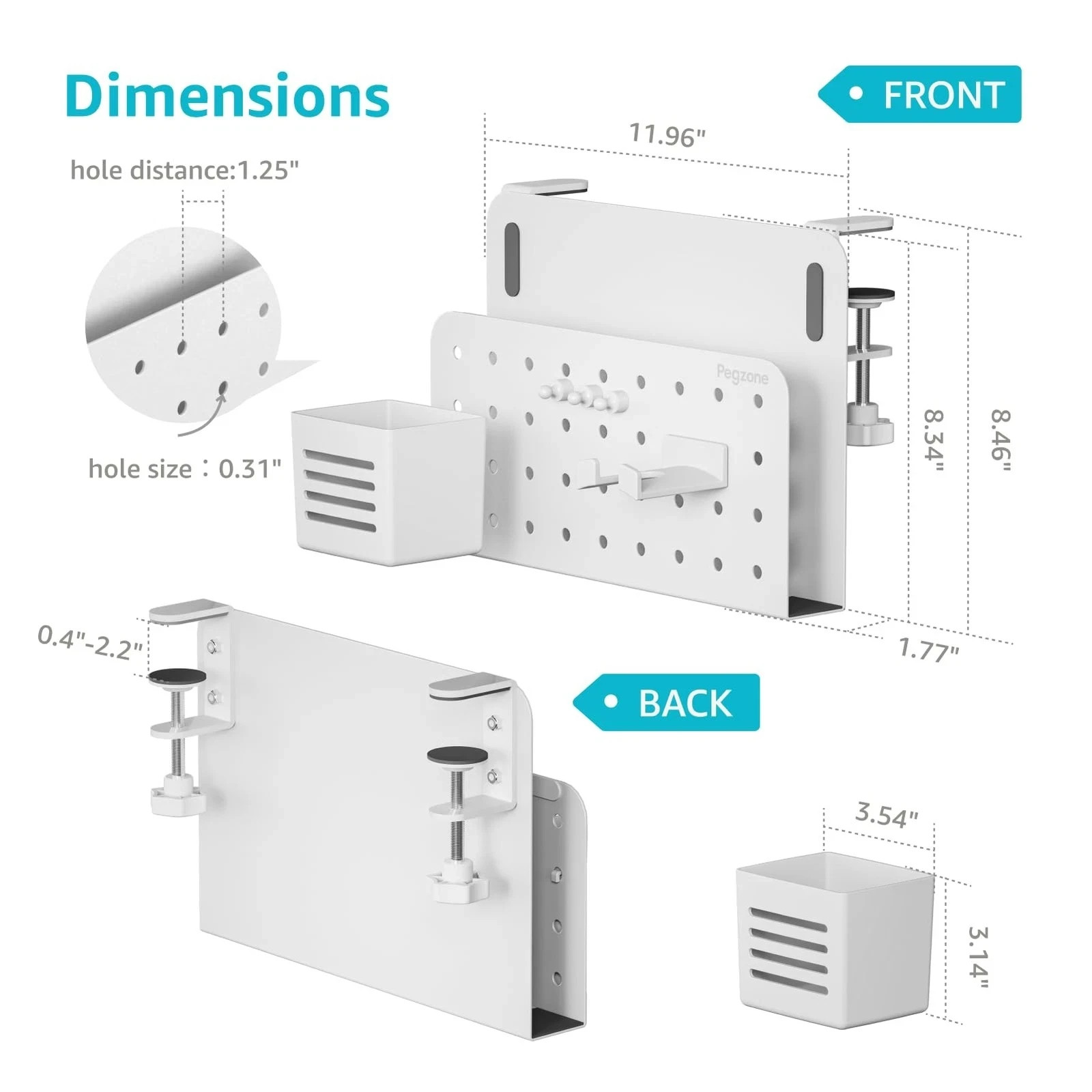 Desk Side Storage Organizer, No Drill Under Desk Laptop Holder, Clamp on Desk...