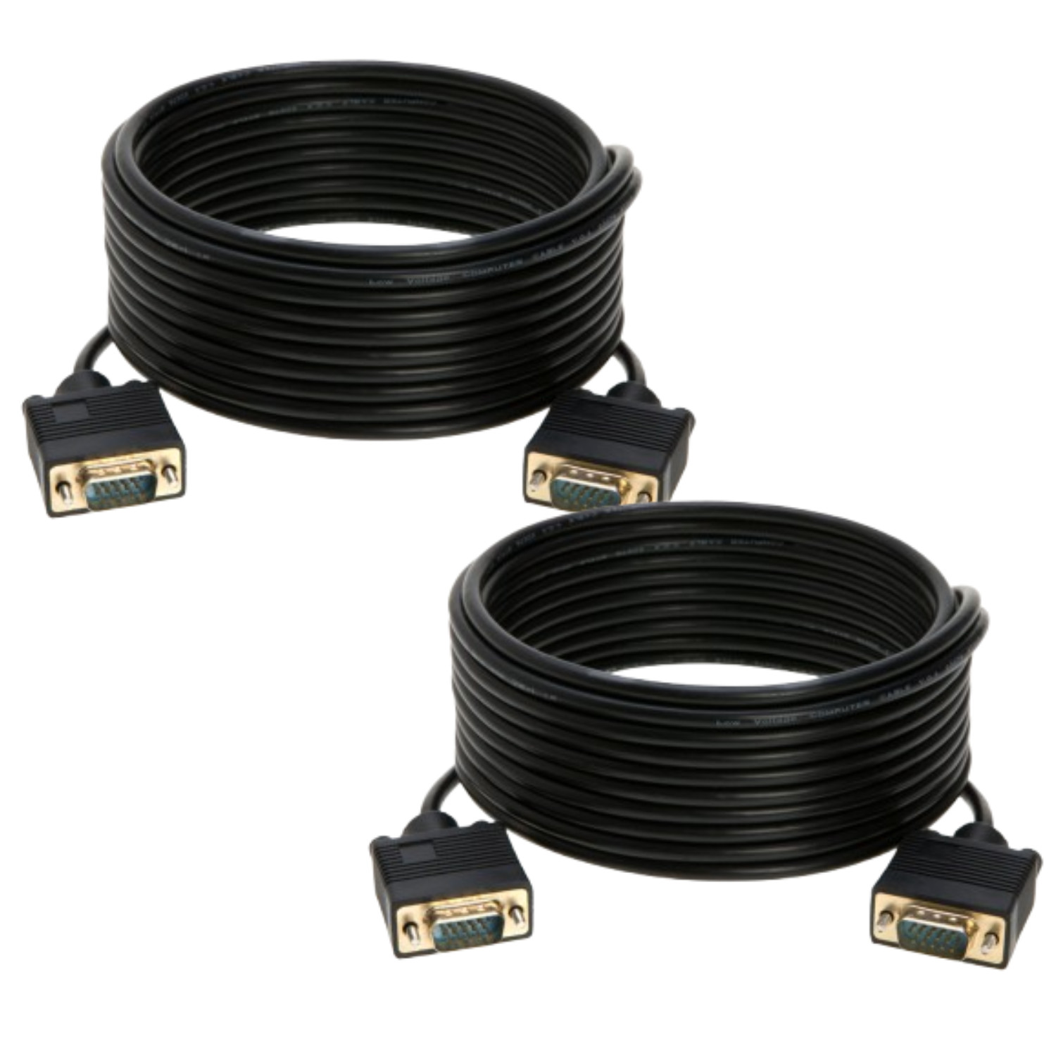 2 pcs 15ft SVGA VGA Cable Male to Male M/M Monitor Cord TV HDTV Full HD15 Laptop