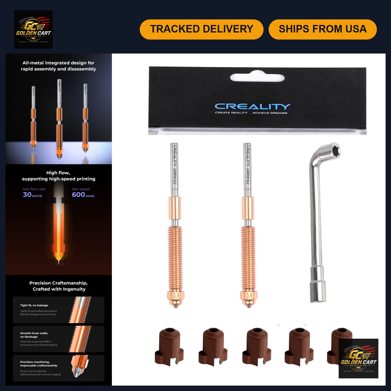 2PCS 0.4mm Nozzle for Creality 3D Printers K1 SE K2 SE Ender 3 V3 Upgrade Parts