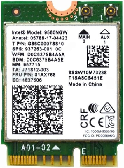 INTEL 9560NGW DUAL BAND WIRELESS-AC 9560 BLUETOOTH 5.1 WIFI CARD G86C0007S810