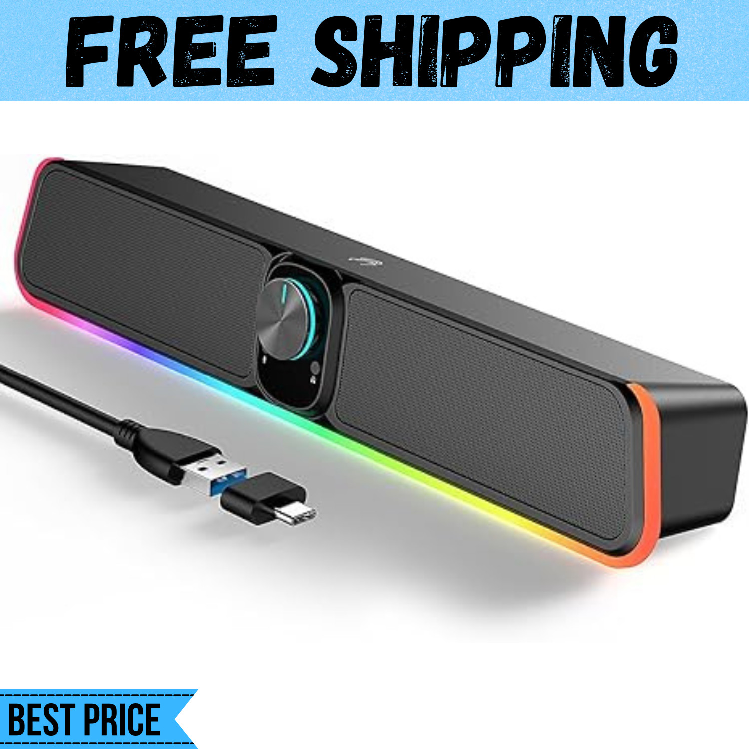 Computer Speakers for Desktop Monitor, PC Speakers with Touch Lights, Volume