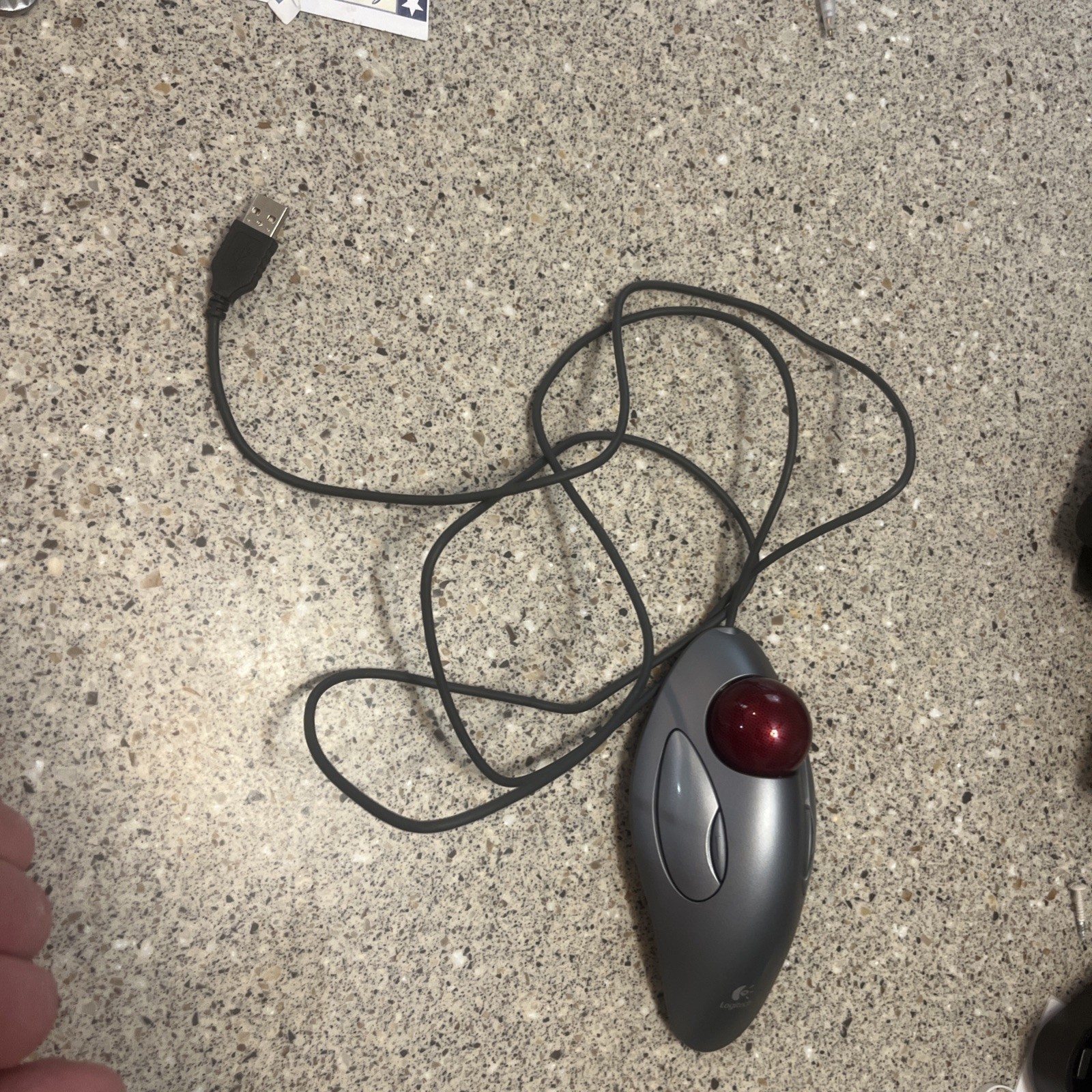 Logitech T-BC21 Optical Trackman Red Marble Mouse USB Wired