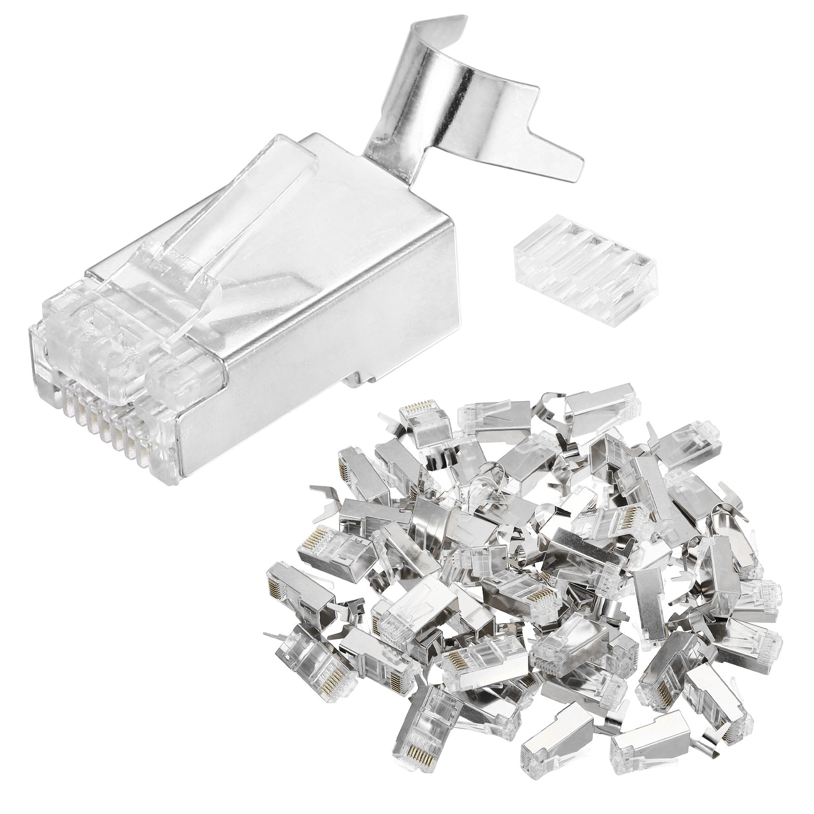 50pcs CAT7 RJ45 Connectors with Cable Traverse for 23AWG Ethernet Cable