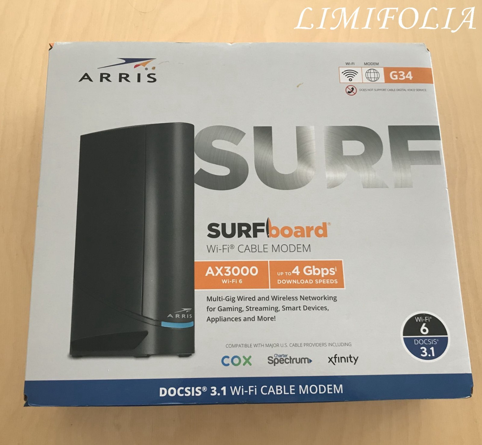 NEW ARRIS Surfboard G34 DOCSIS 3.1 Wi-Fi Cable Modem AX3000