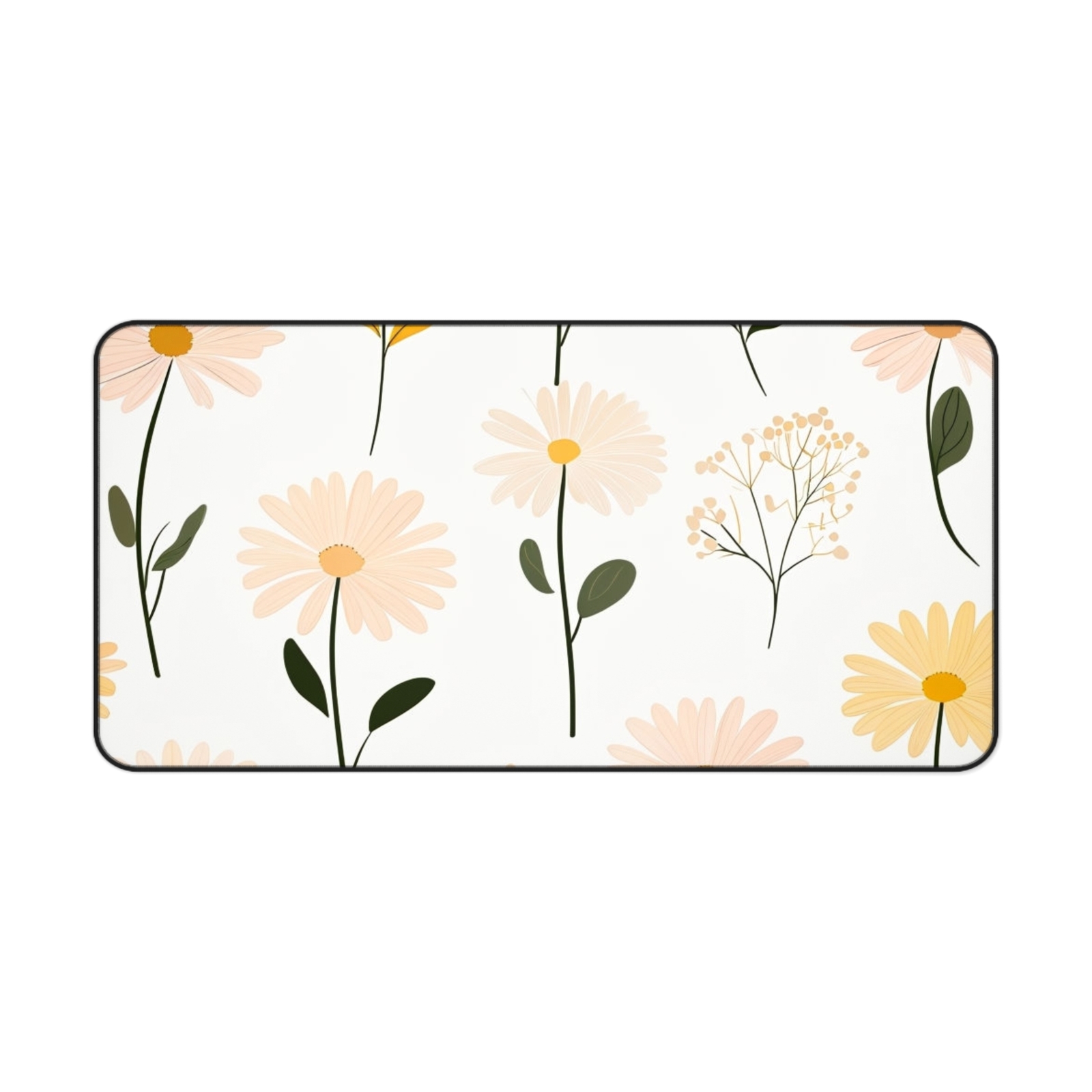 Daisy Floral Desk Mat - Aesthetic Flower Mouse Pad for Office